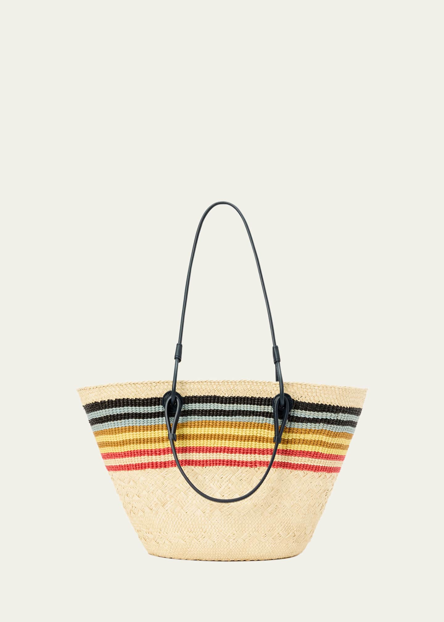 Loewe Medium Anagram Striped Tote Bag in Straw and Leather Image 3 of 5