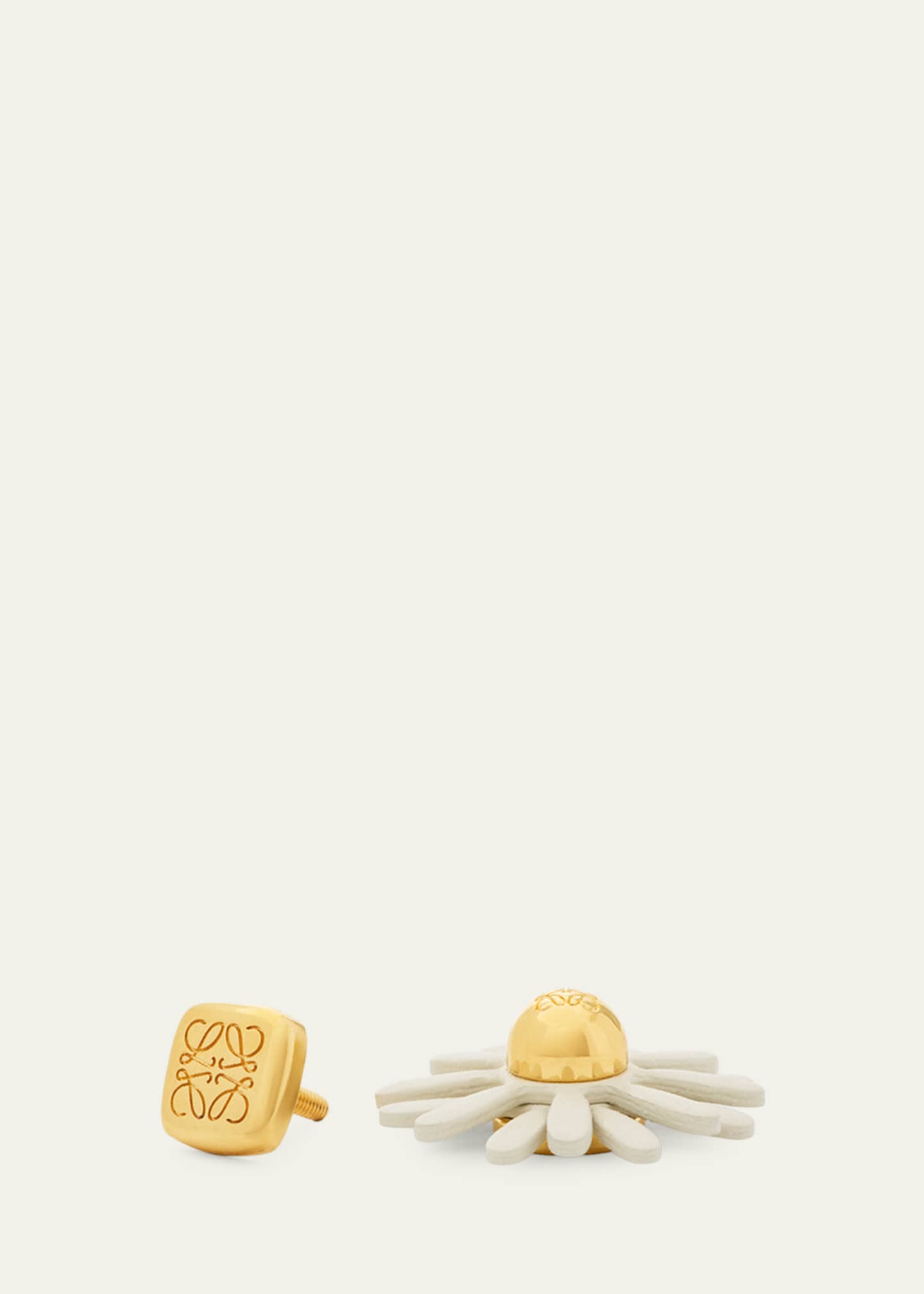 Loewe Flower Pin in Brass and Calfskin - Bergdorf Goodman