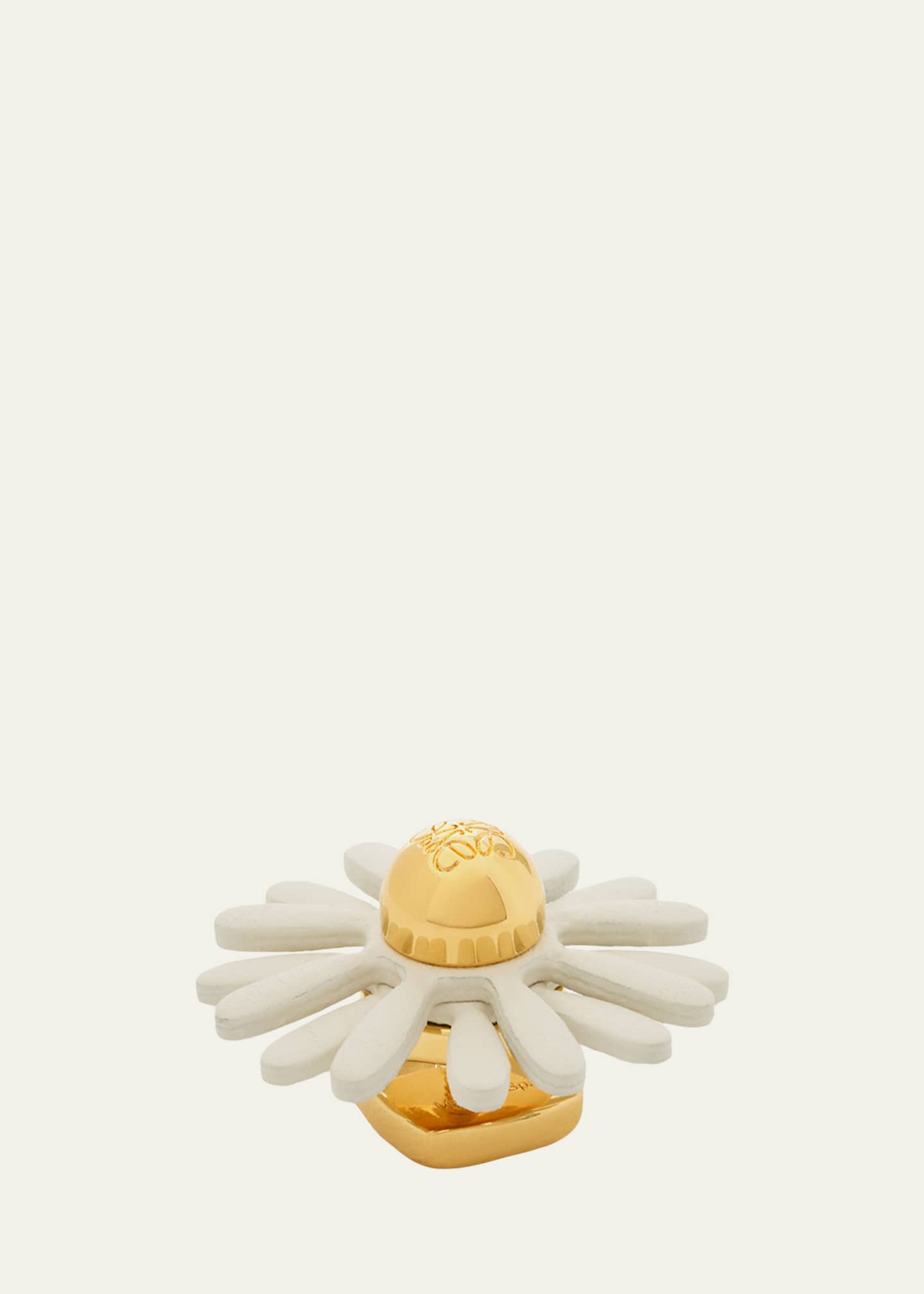 Loewe Flower Pin in Brass and Calfskin - Bergdorf Goodman