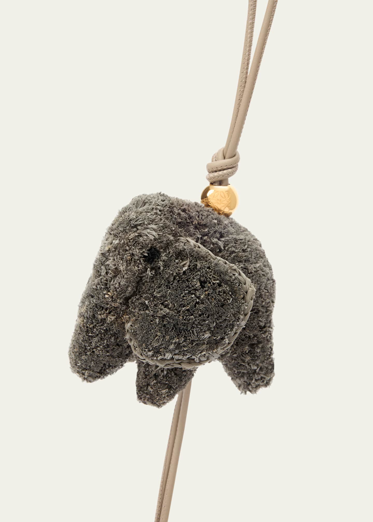 Loewe Elephant Bag Charm in Raffia and Leather Image 2 of 2