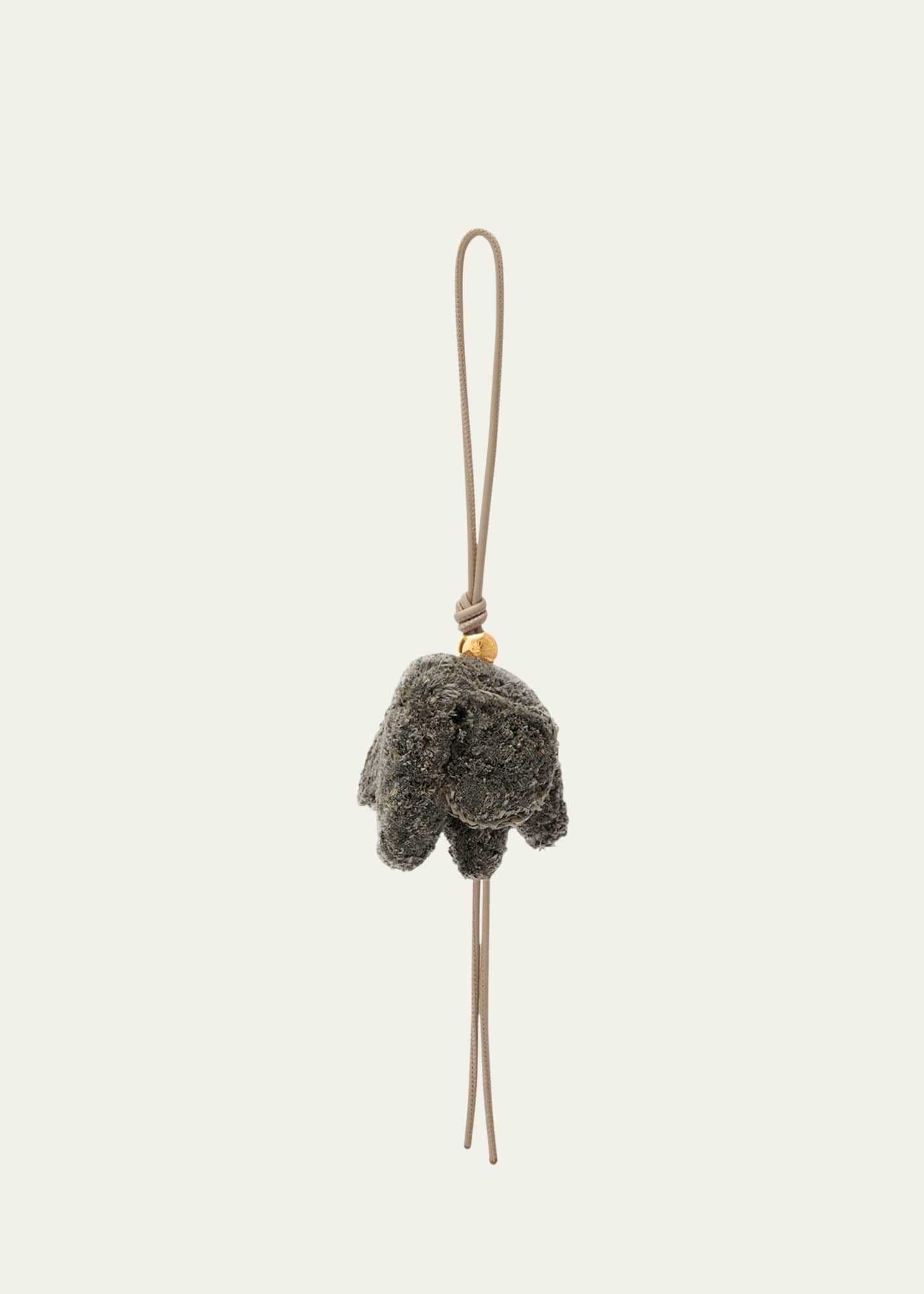 Loewe Elephant Bag Charm in Raffia and Leather Image 1 of 2