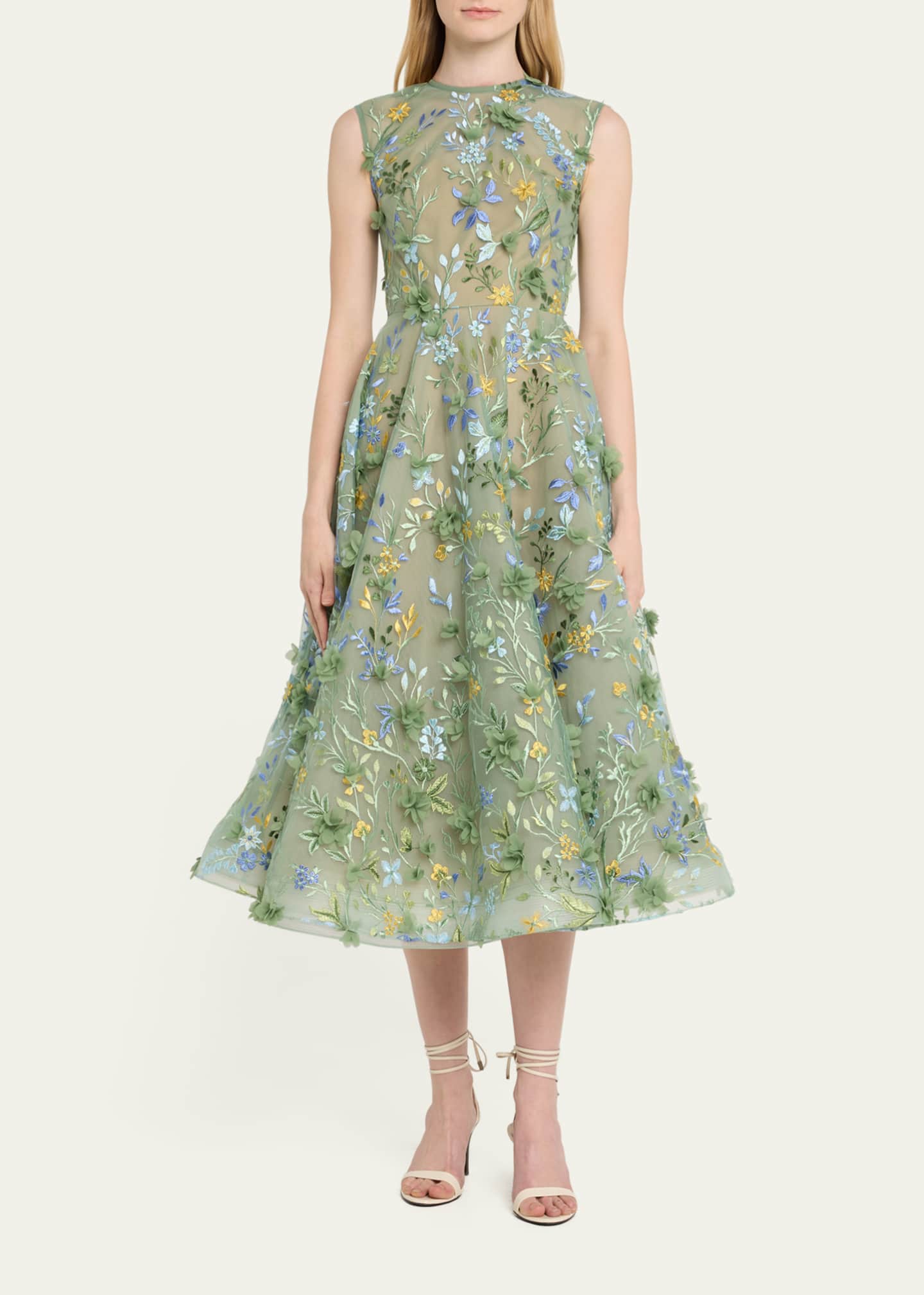 Bronx and Banco Saba Sleeveless Floral-Embroidered Midi Dress Image 2 of 5