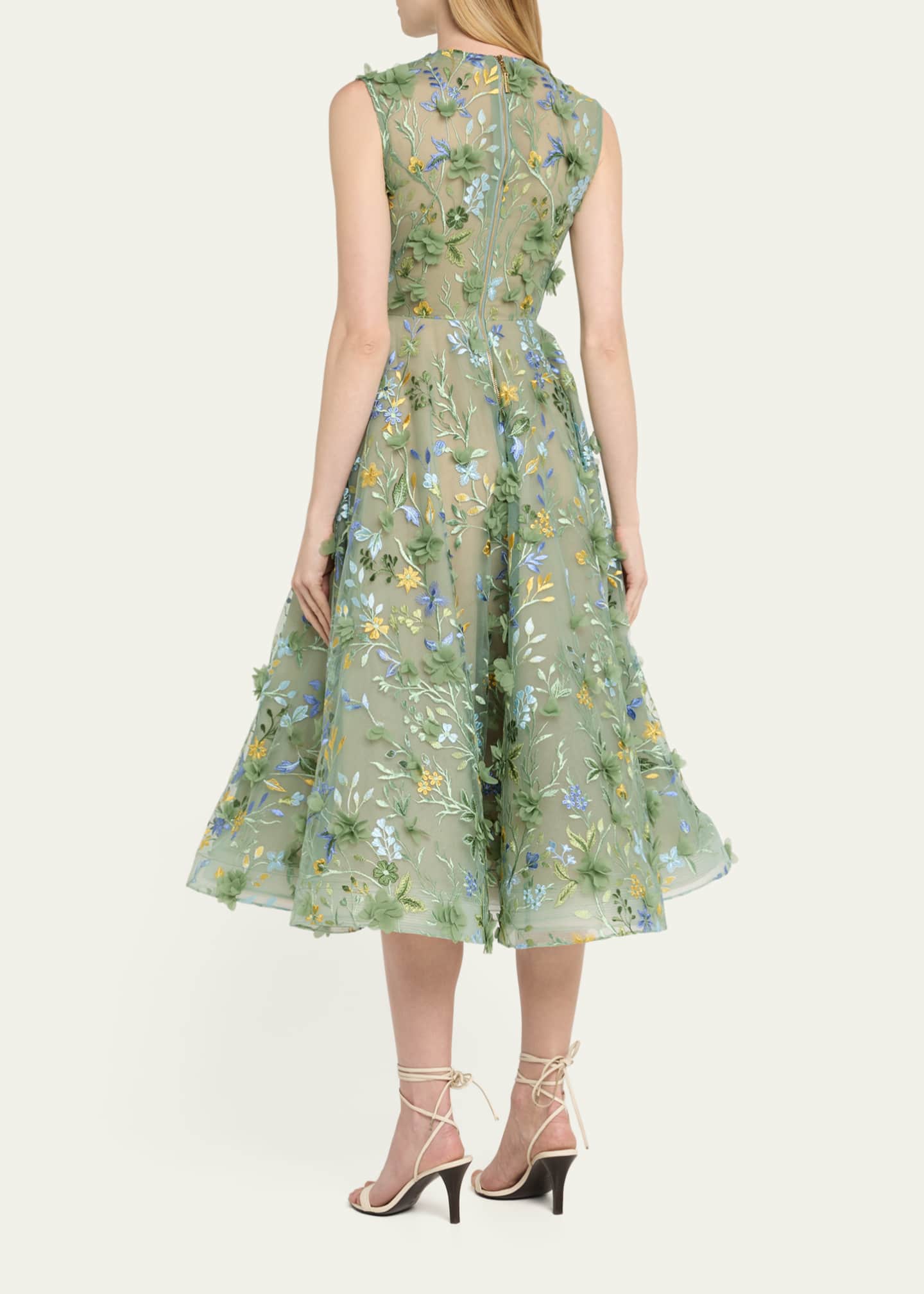 Bronx and Banco Saba Sleeveless Floral-Embroidered Midi Dress Image 3 of 5
