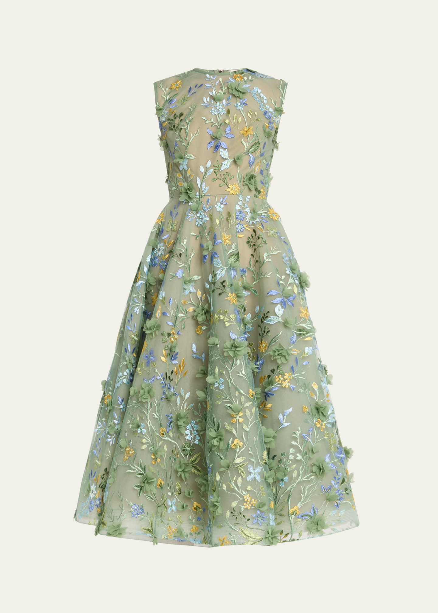 Bronx and Banco Saba Sleeveless Floral-Embroidered Midi Dress Image 1 of 5