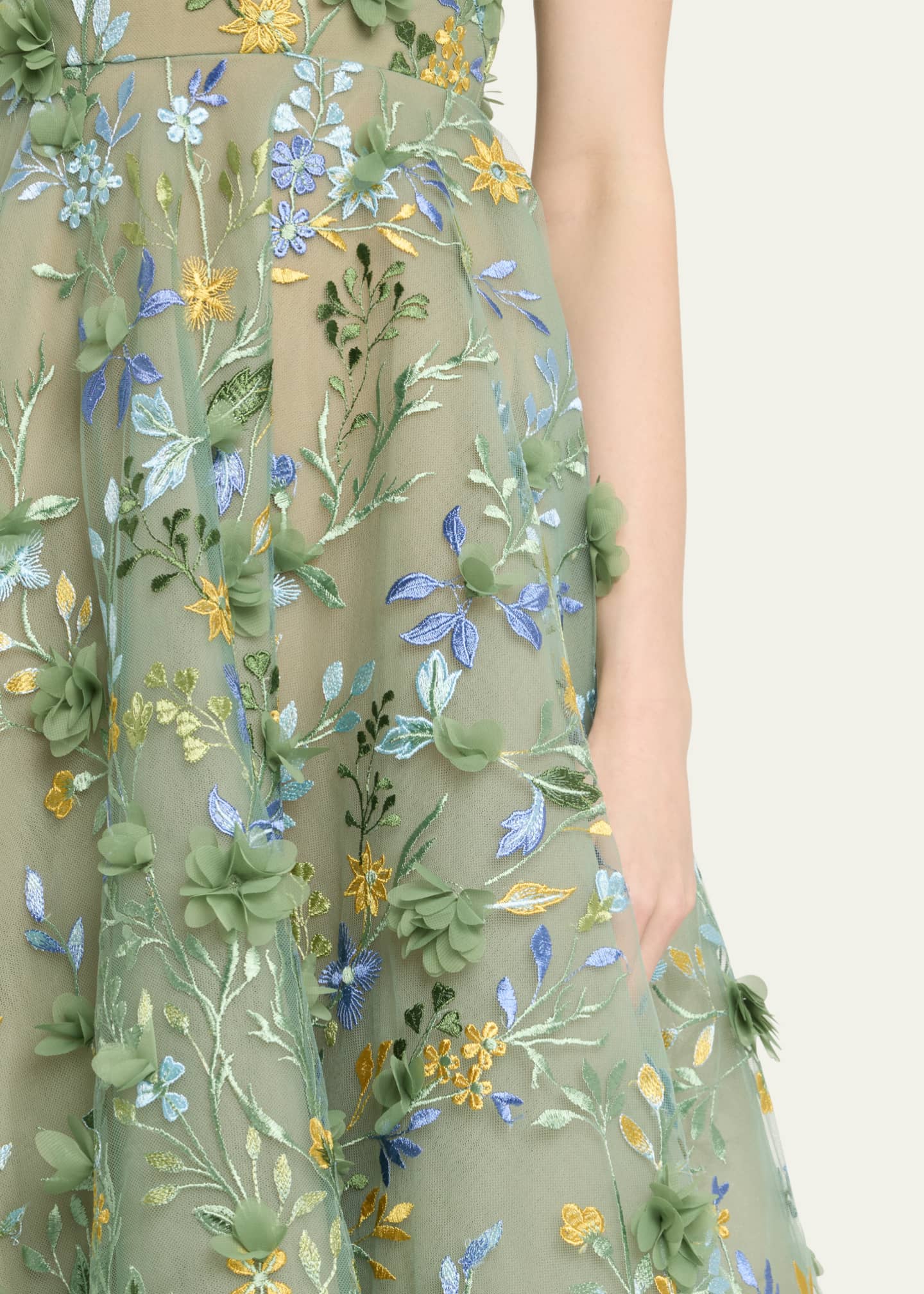 Bronx and Banco Saba Sleeveless Floral-Embroidered Midi Dress Image 5 of 5