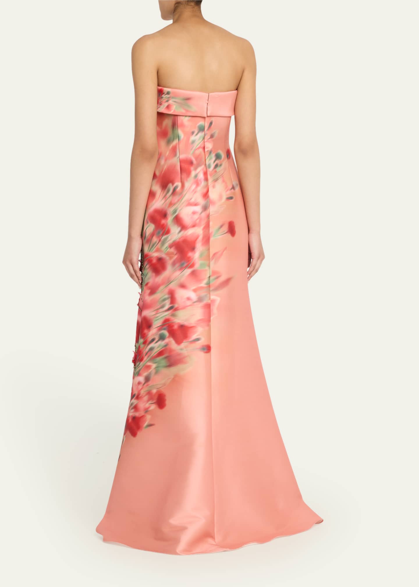 Badgley Mischka Strapless Embellished Floral-Print Gown Image 3 of 5