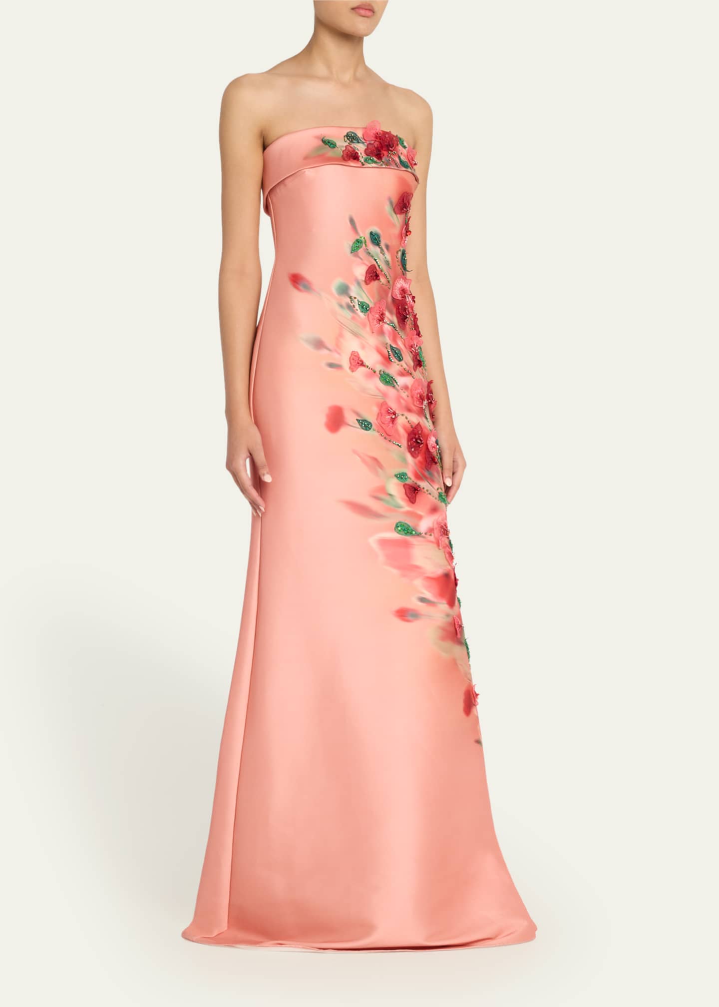 Badgley Mischka Strapless Embellished Floral-Print Gown Image 4 of 5