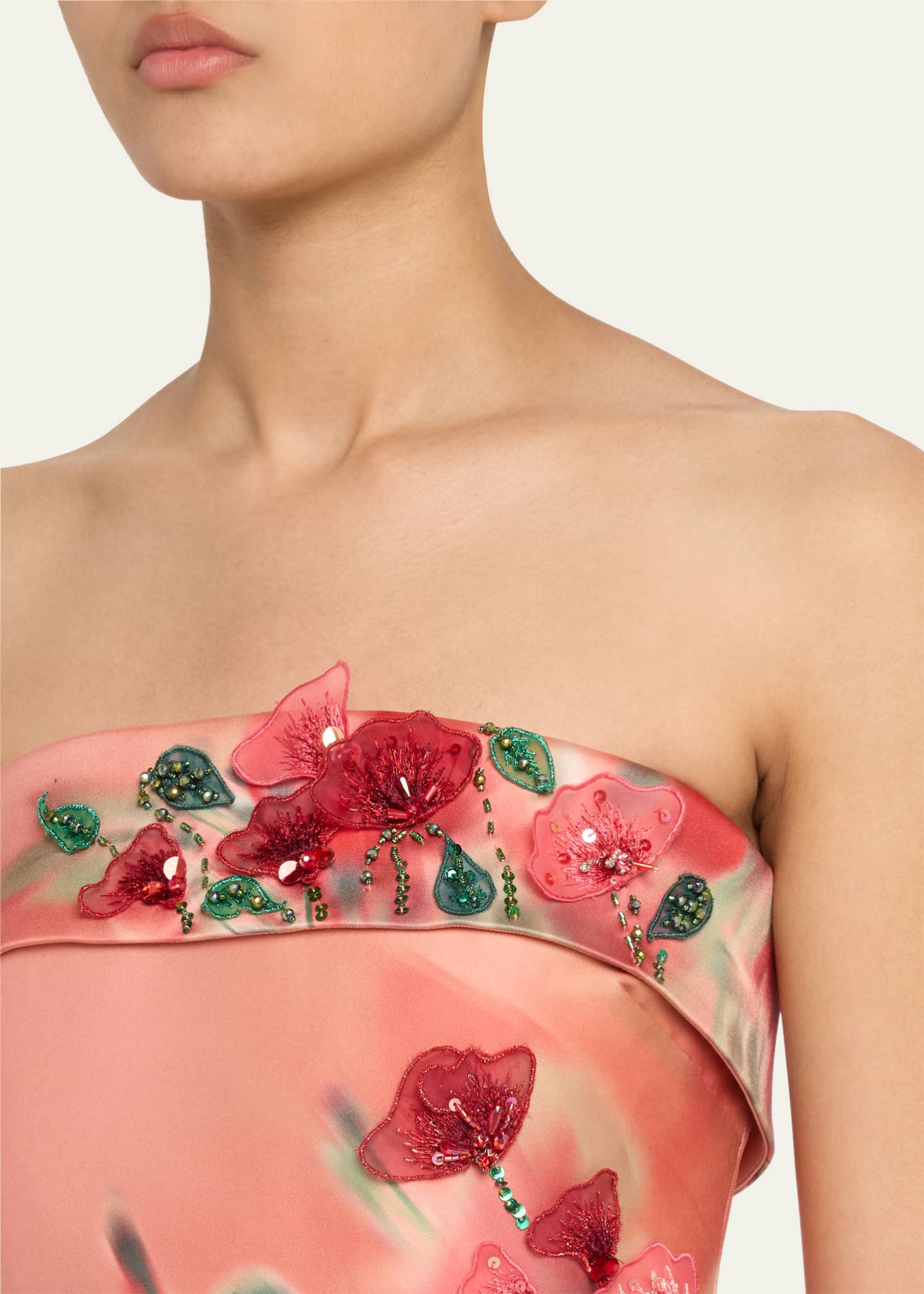 Badgley Mischka Strapless Embellished Floral-Print Gown Image 5 of 5