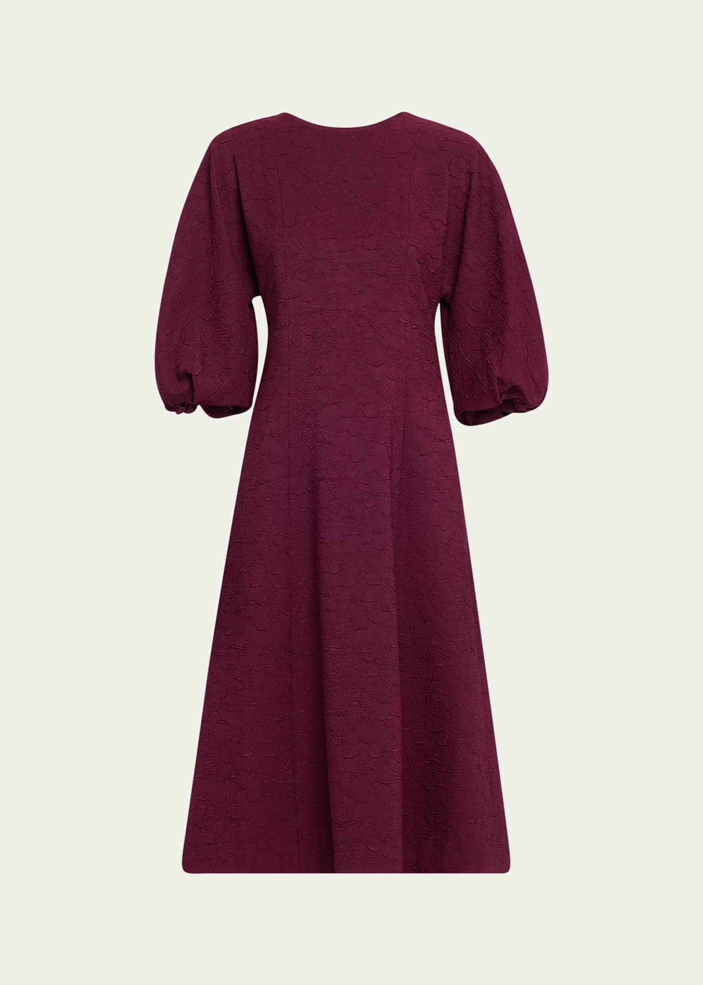 Lafayette 148 New York Balloon-Sleeve Jacquard Midi Dress - Bergdorf Goodman