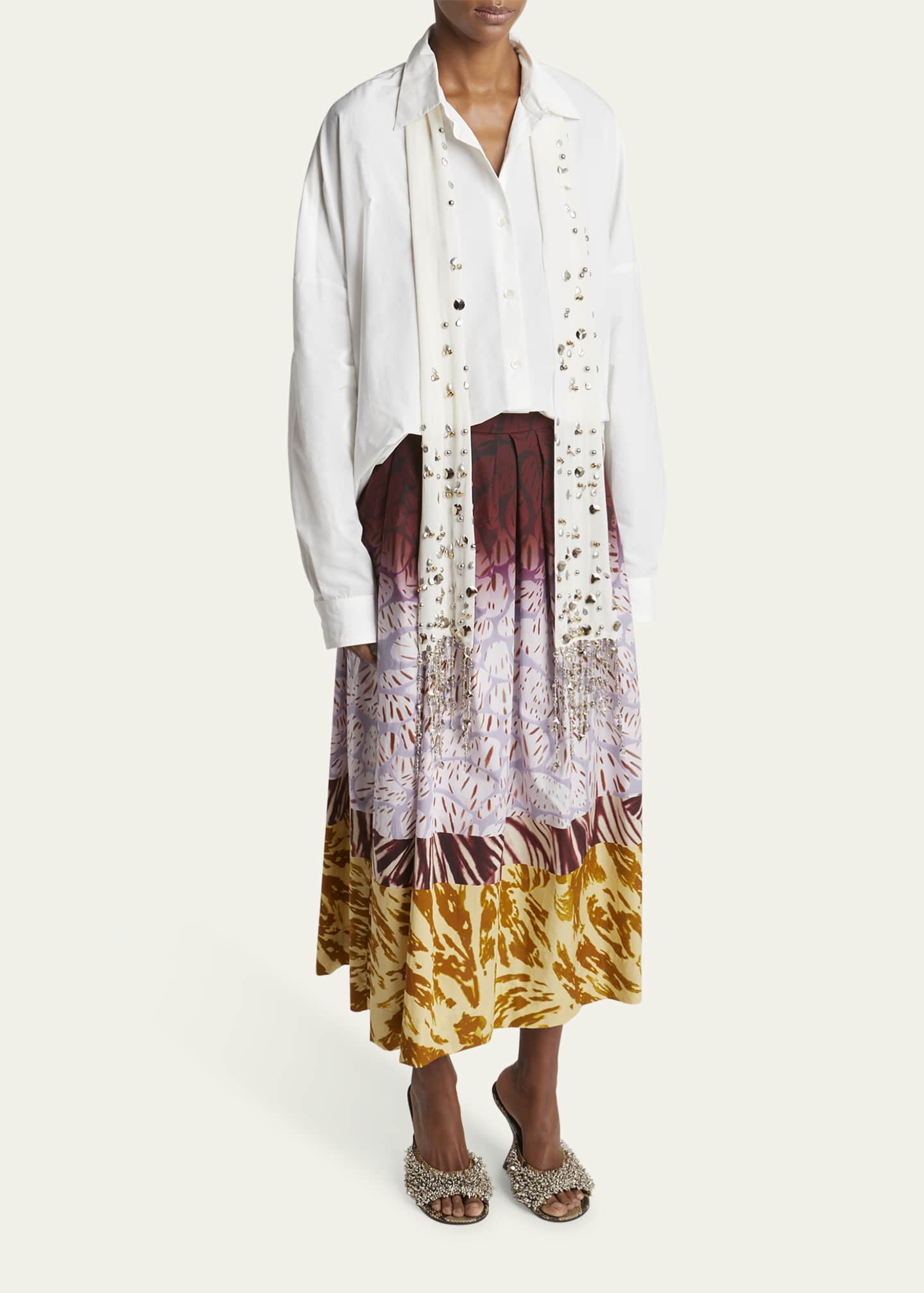 Dries Van Noten Folds Embellished Fringe Scarf - Bergdorf