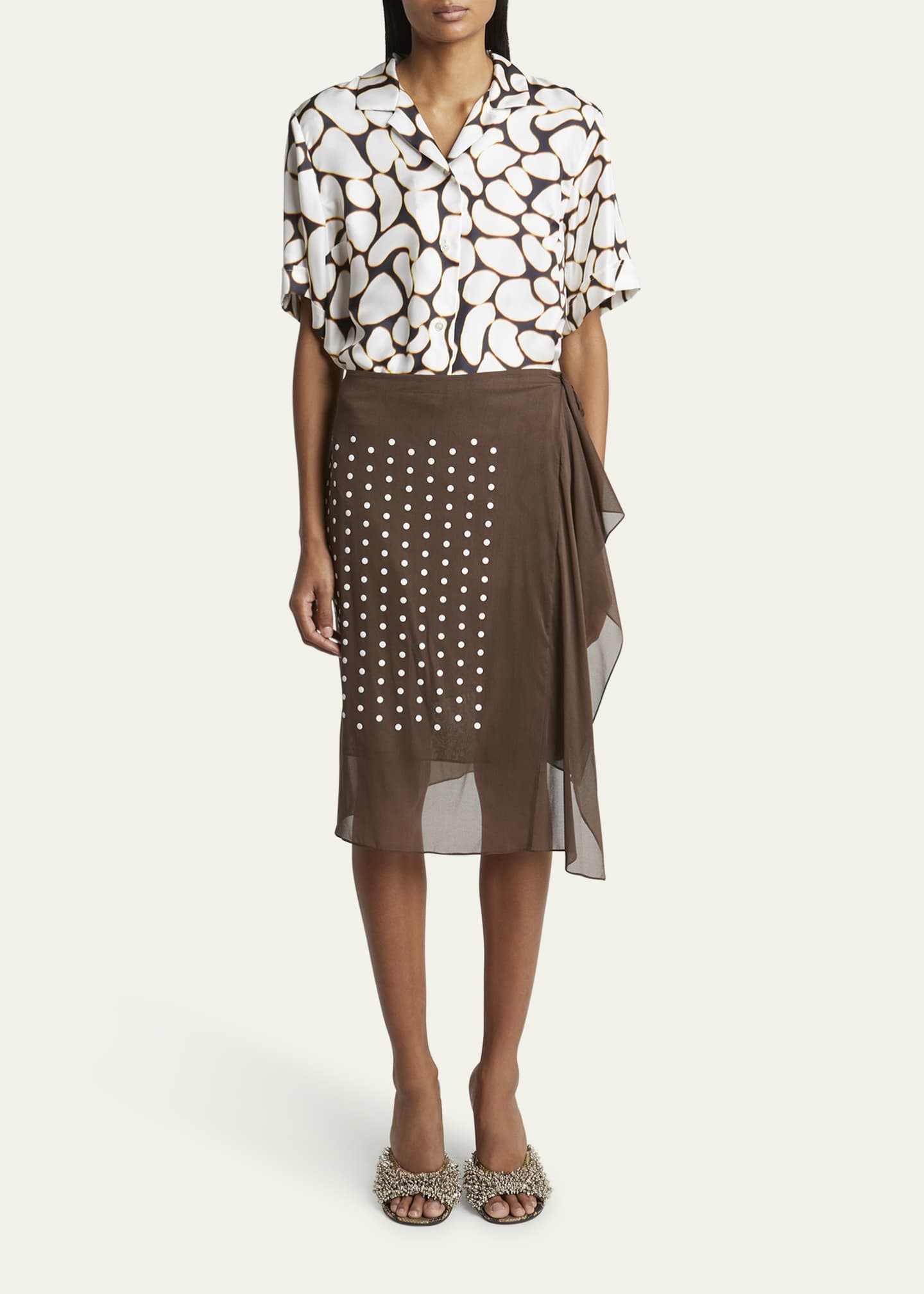 Dries Van Noten Sima Dot Print Wrap Skirt Image 2 of 5
