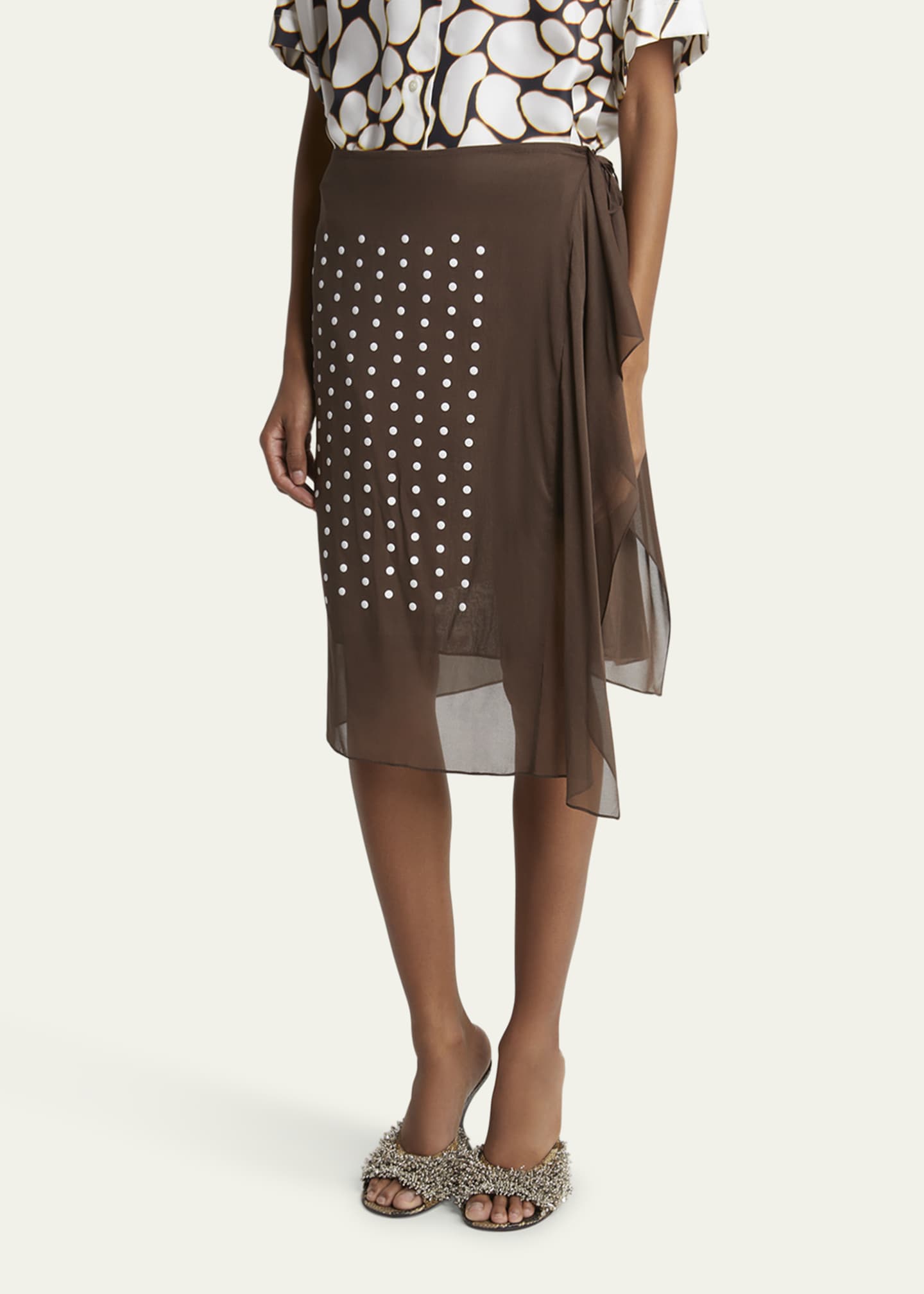 Dries Van Noten Sima Dot Print Wrap Skirt Image 4 of 5