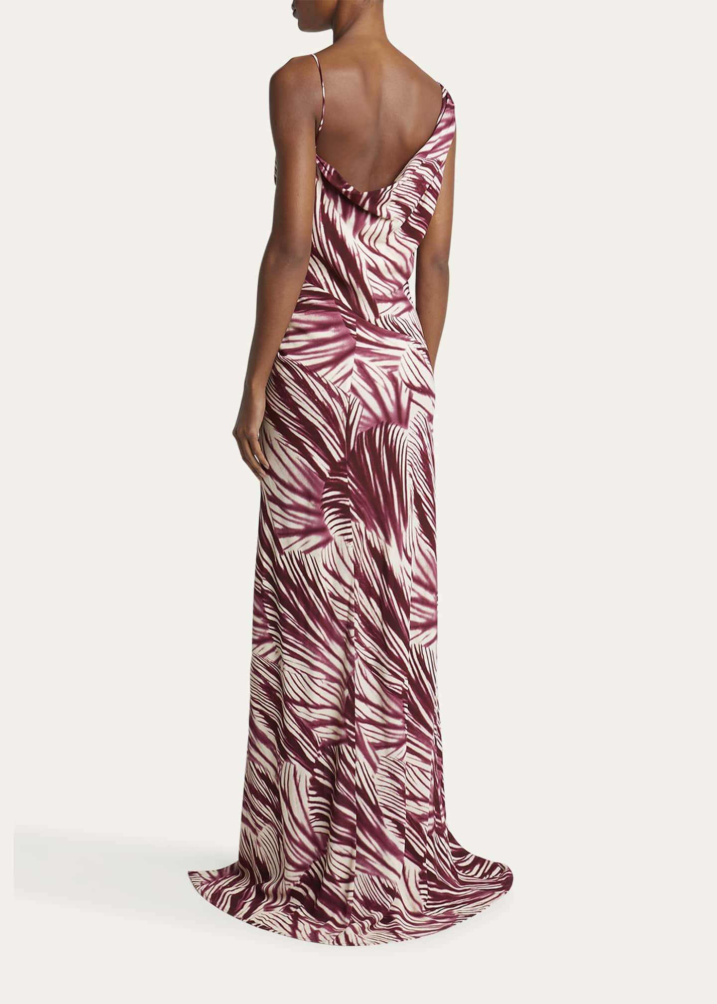 Dries Van Noten Deyon Printed One-Shoulder Draped Gown Image 3 of 5