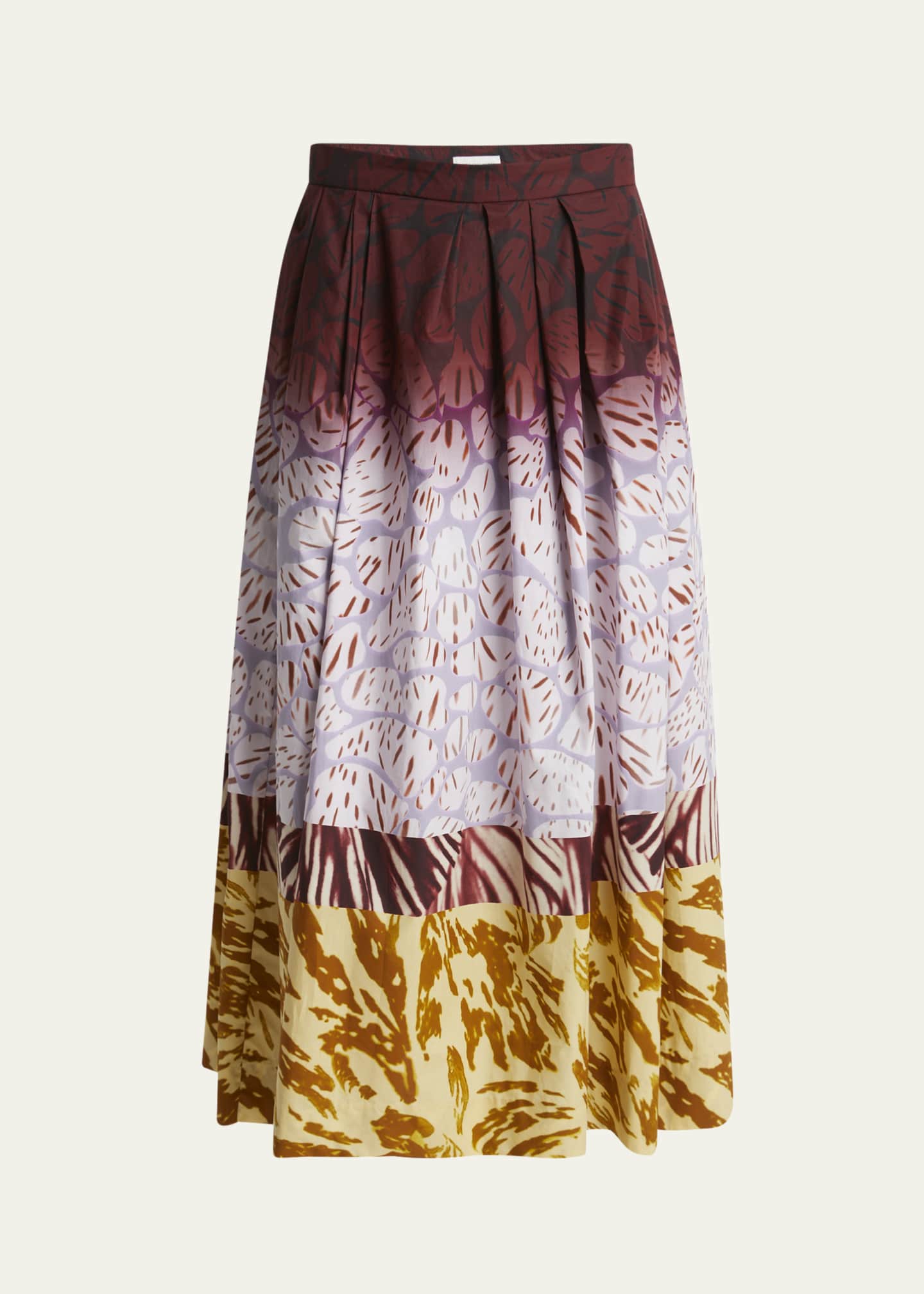 Dries Van Noten Soni Mixed-Print Pleated Skirt Image 1 of 5