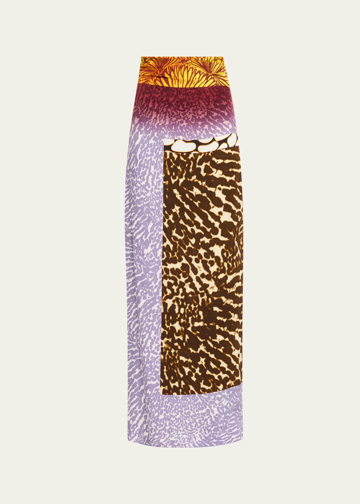 Dries Van Noten Abstract-Print Ruched Maxi Skirt Image 1 of 5