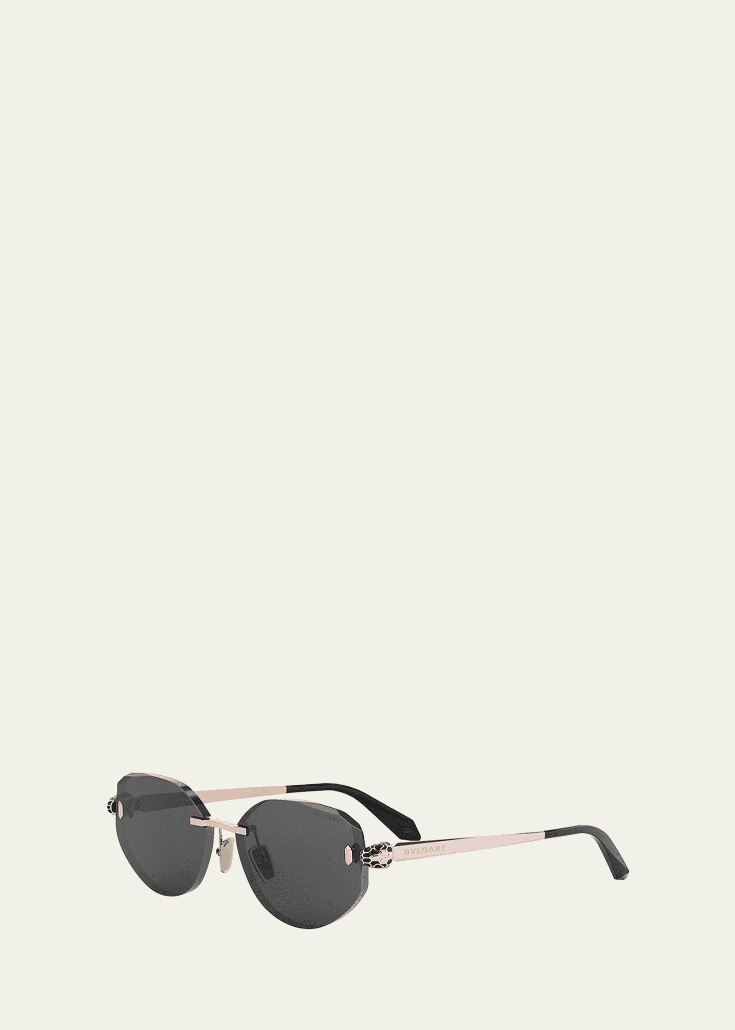 Serpenti Forever Rimless Oval Metal Sunglasses