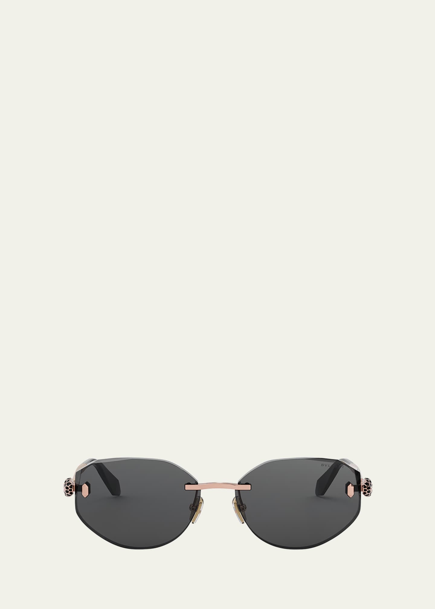 BVLGARI Serpenti Forever Rimless Oval Metal Sunglasses - Bergdorf
