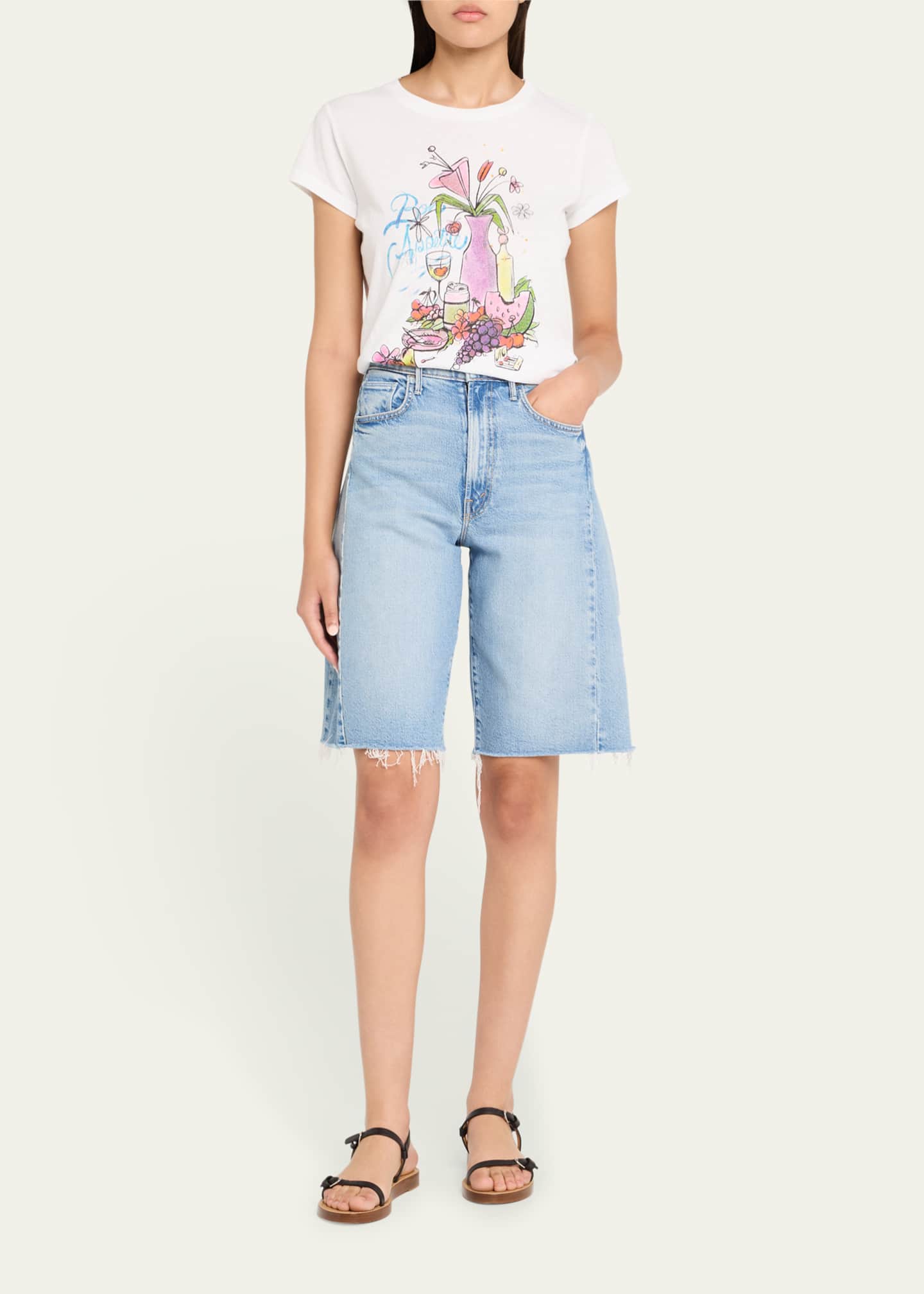 ［MUCENT］LAUREL POLY BERMUDA HALF PANTS 4color MOTHER The Half-Pipe Bermuda Fray Denim Shorts - Bergdorf