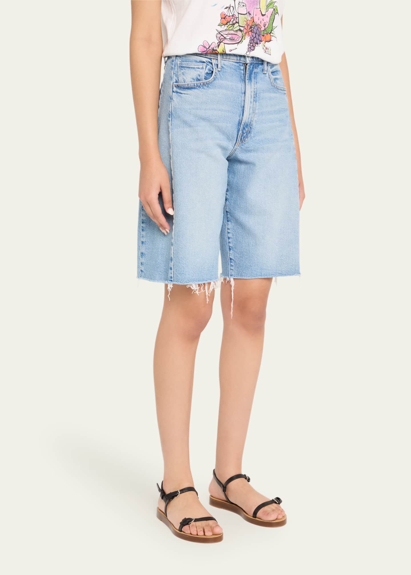 MOTHER The Half-Pipe Bermuda Fray Denim Shorts Image 4 of 5