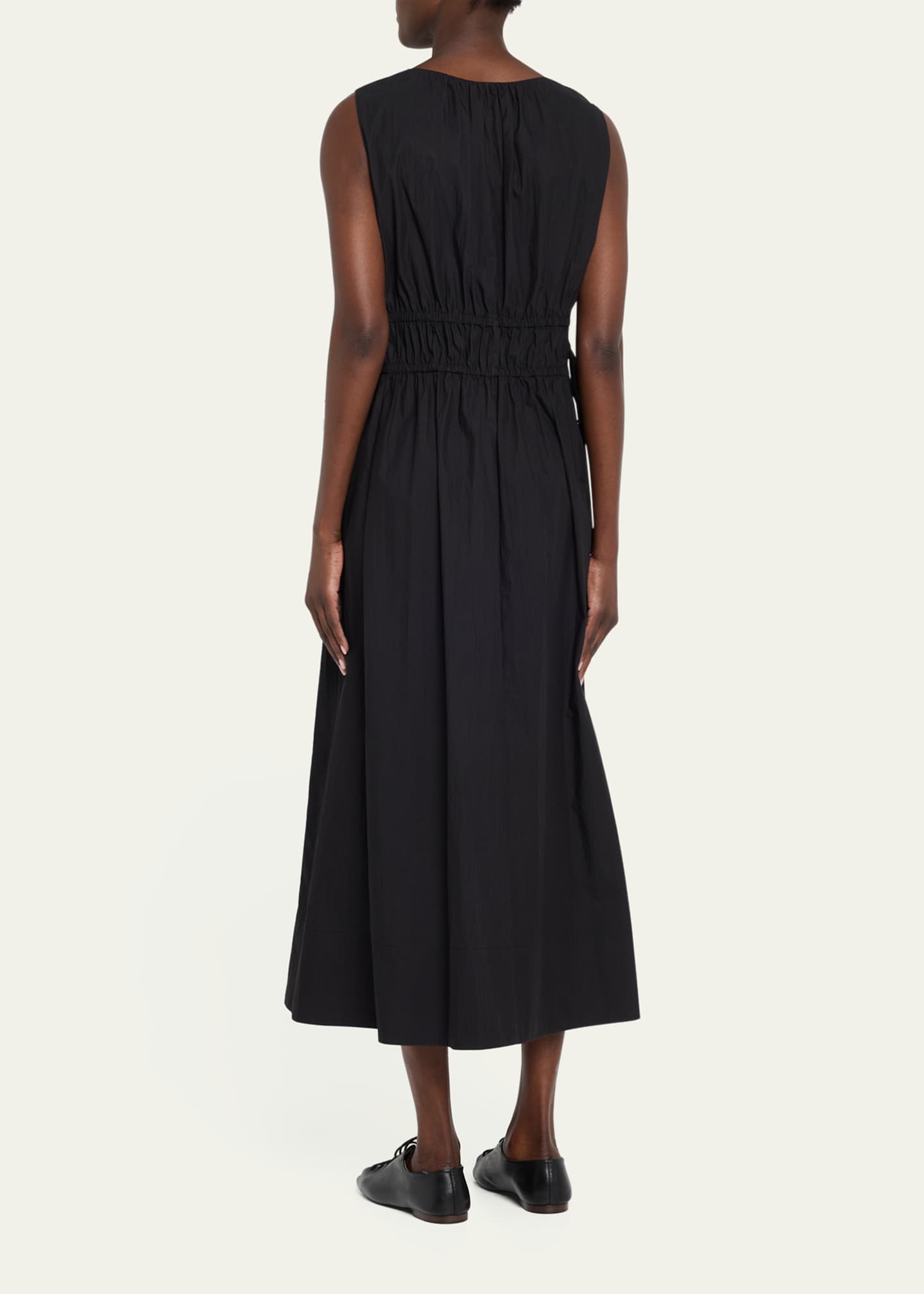 Lafayette 148 New York Sleeveless Gathered-Waist Midi Dress Image 3 of 5
