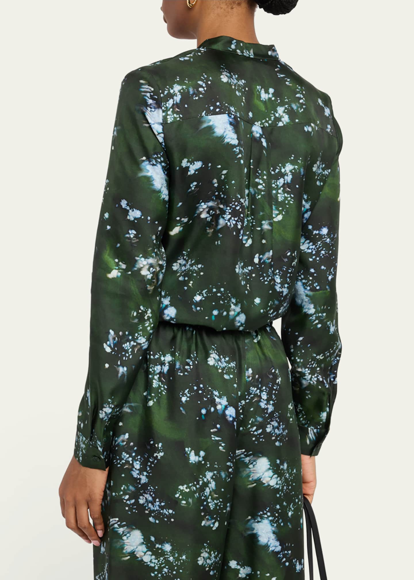 Lafayette 148 Gesture Print Silk Twill Button Blouse in Raffia Multi main image 1