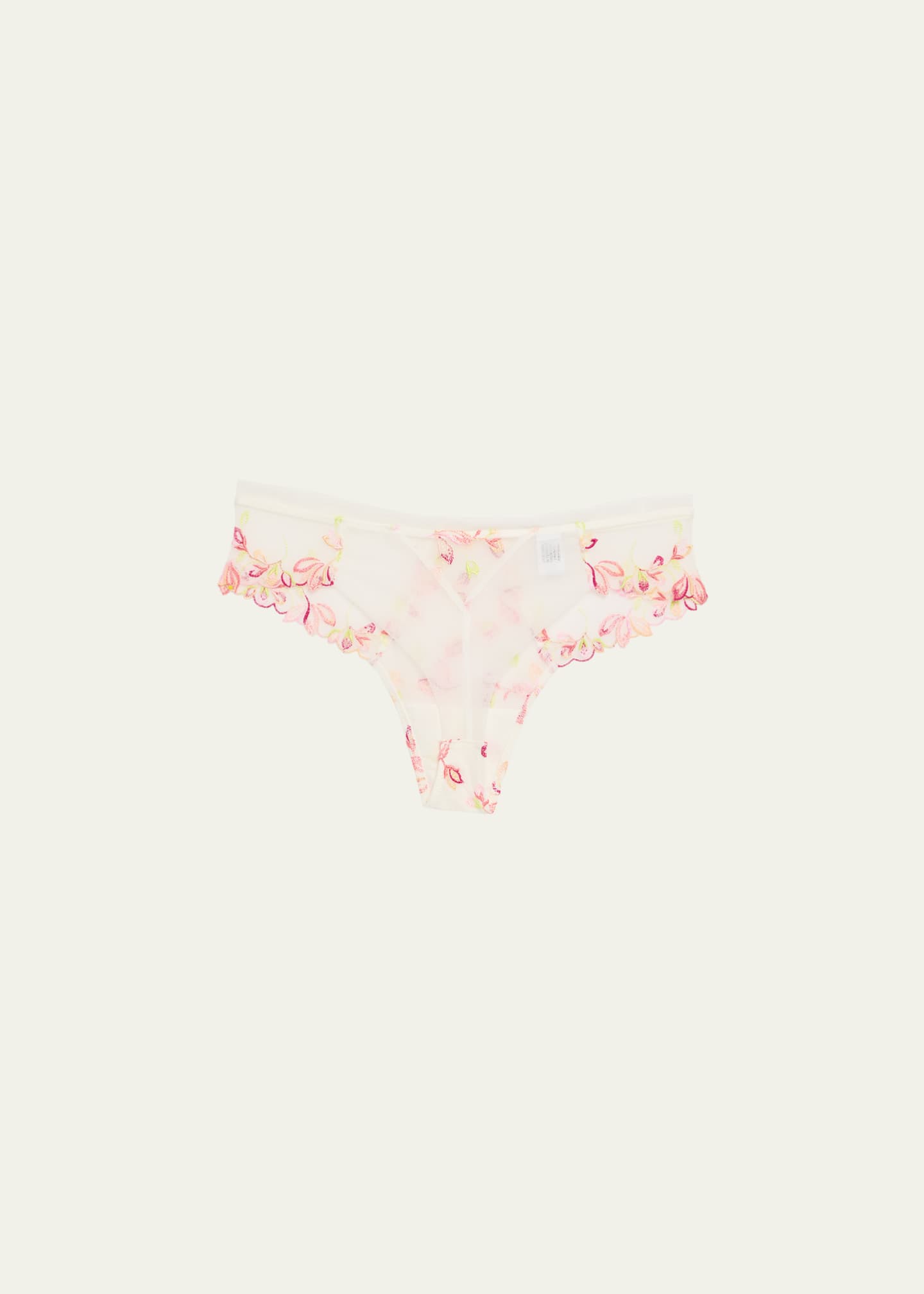 Lise Charmel Folie D'Ete Floral-Embroidered Tulle Thong Image 2 of 2
