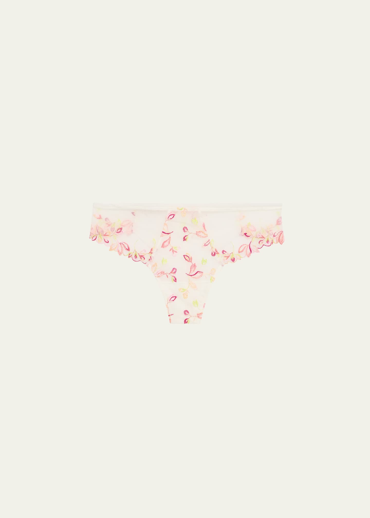 Lise Charmel Folie D'Ete Floral-Embroidered Tulle Thong Image 1 of 2
