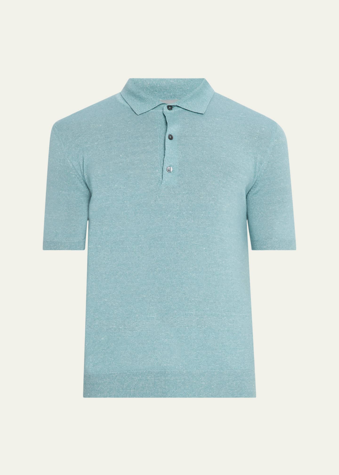 Bergdorf Goodman Men's Cashmere and Linen Short-Sleeve Polo Sweater Image 1 of 5