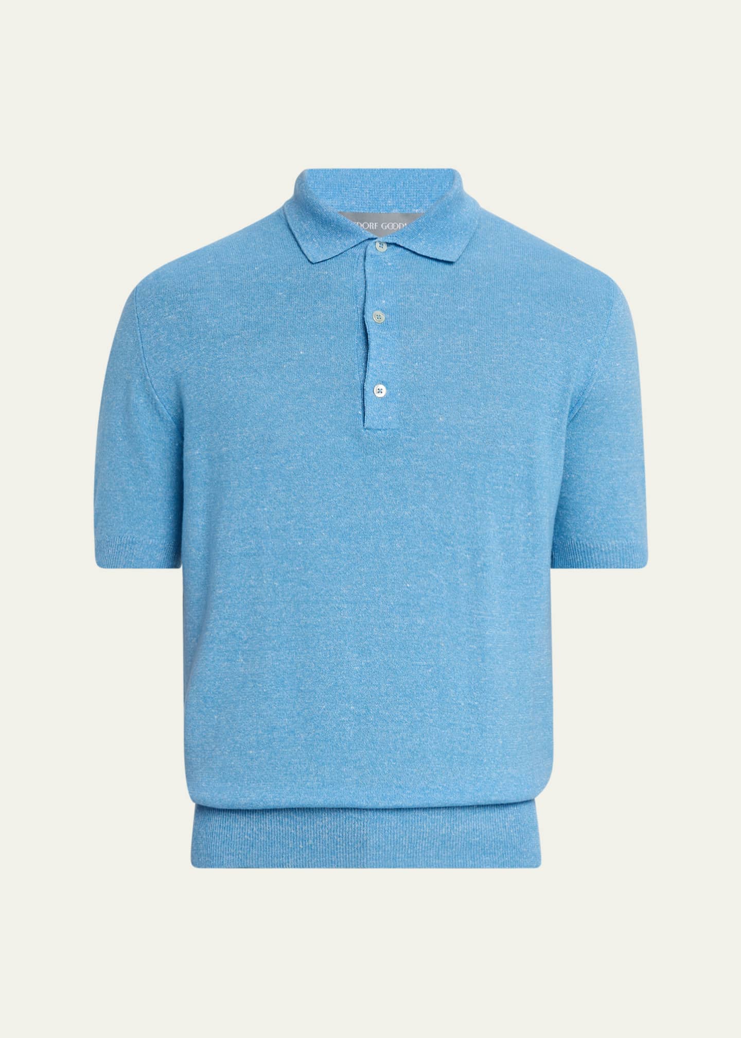 Bergdorf Goodman Men's Cashmere and Linen Short-Sleeve Polo Sweater Image 1 of 5