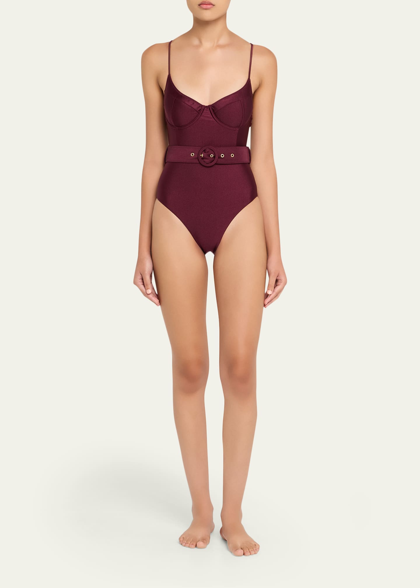 SIMKHAI Noa Belted Bustier One-Piece Swimsuit - Bergdorf Goodman