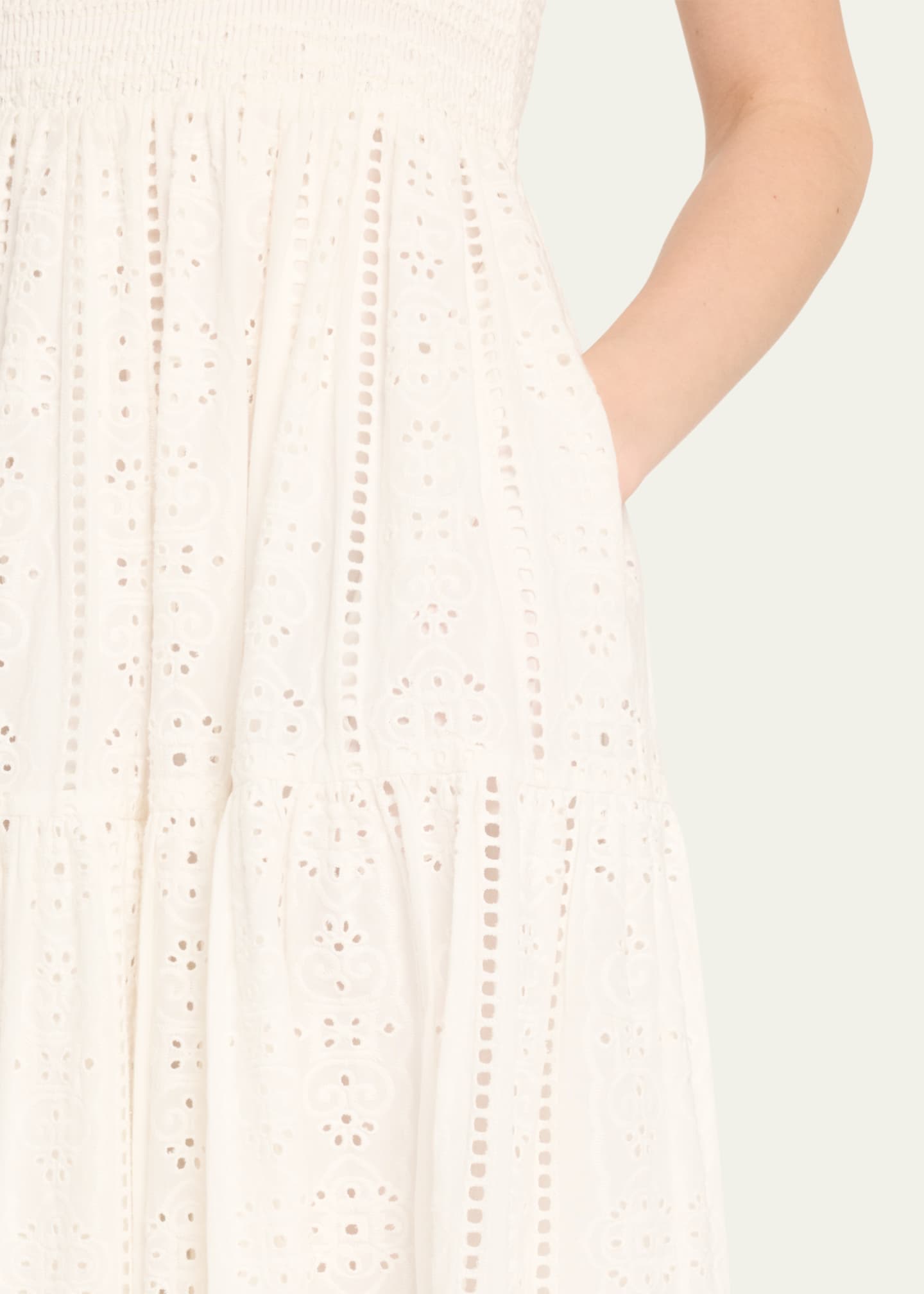 Cara Cara Taormina Cotton Eyelet Square-Neck Midi Dress Image 5 of 5