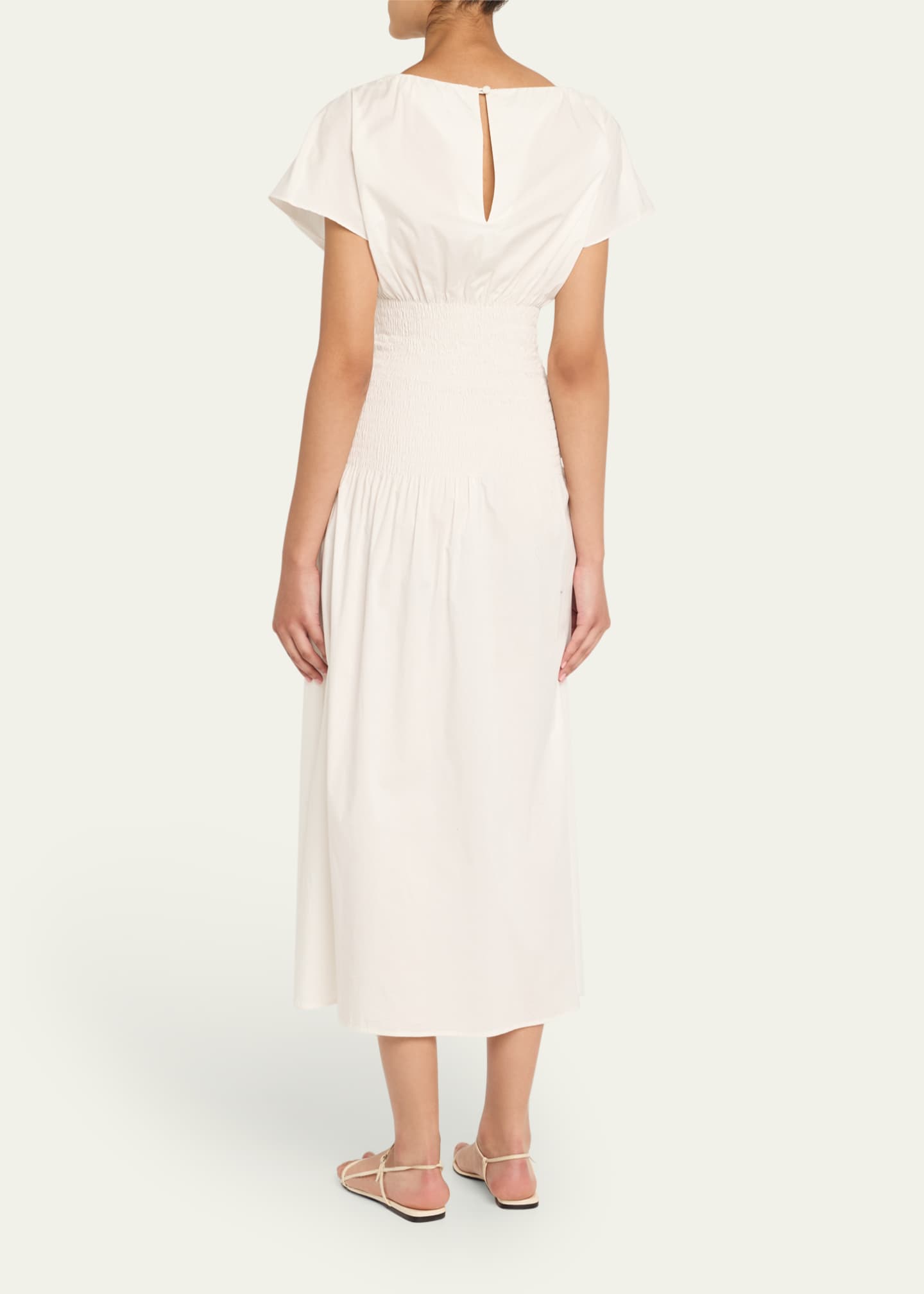 Anna Quan Ava Short-Sleeve Smocked Midi Dress Image 3 of 5