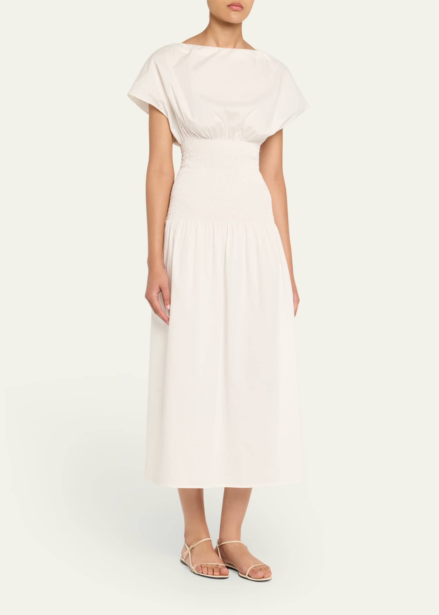 Anna Quan Ava Short-Sleeve Smocked Midi Dress Image 4 of 5