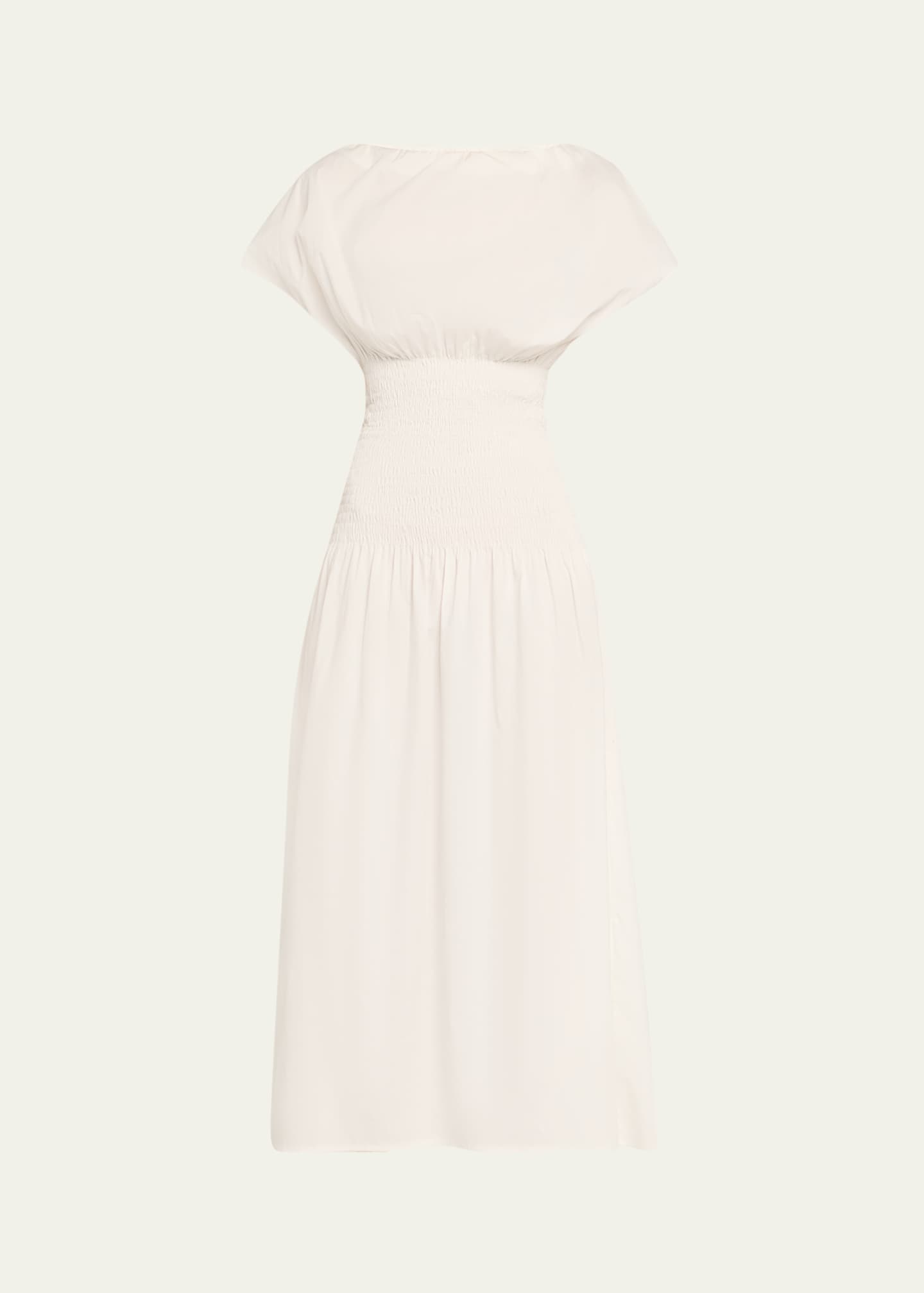 Anna Quan Ava Short-Sleeve Smocked Midi Dress Image 1 of 5