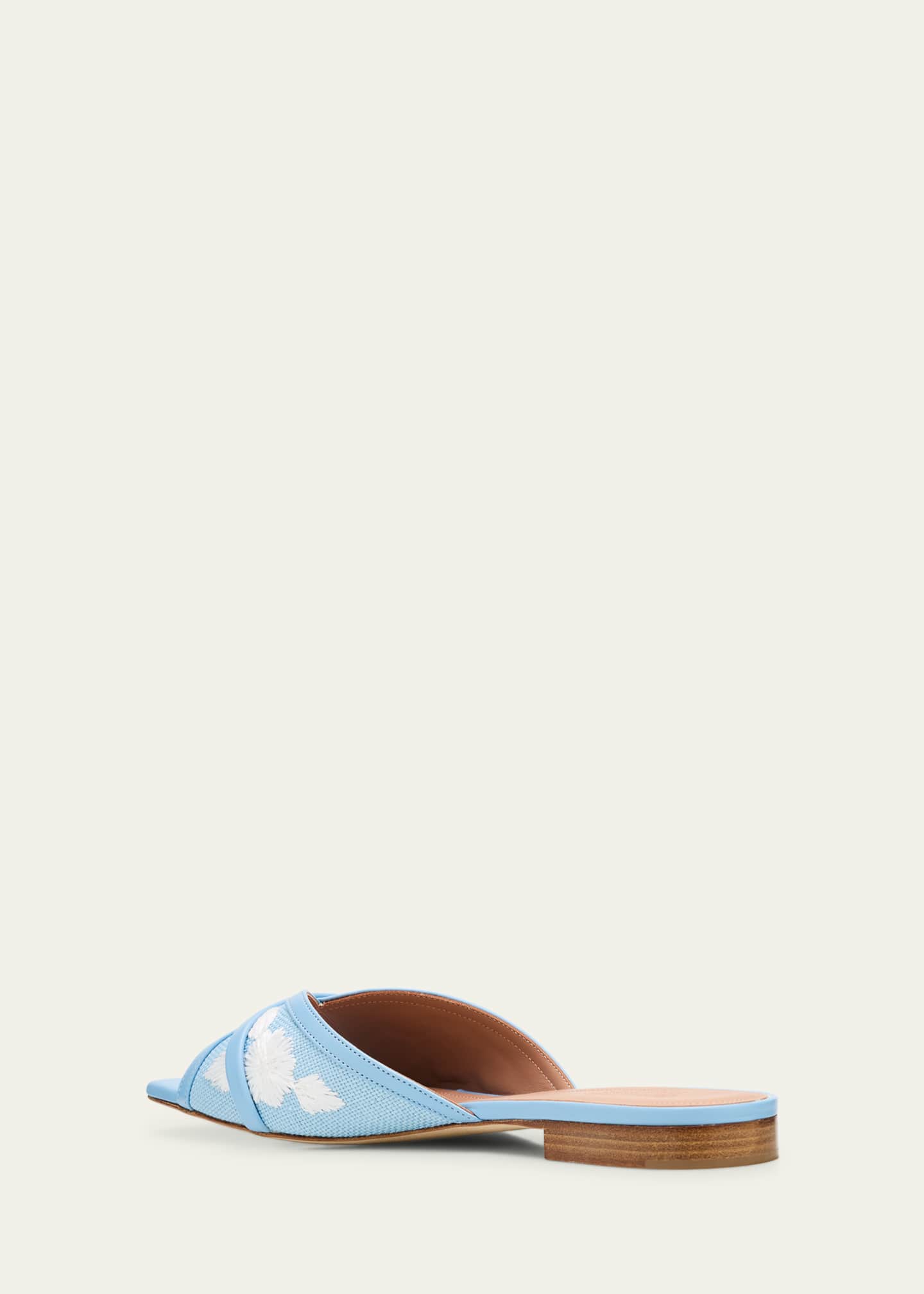 Malone Souliers Perla Raffia Leather Flat Slide Sandals Image 4 of 6