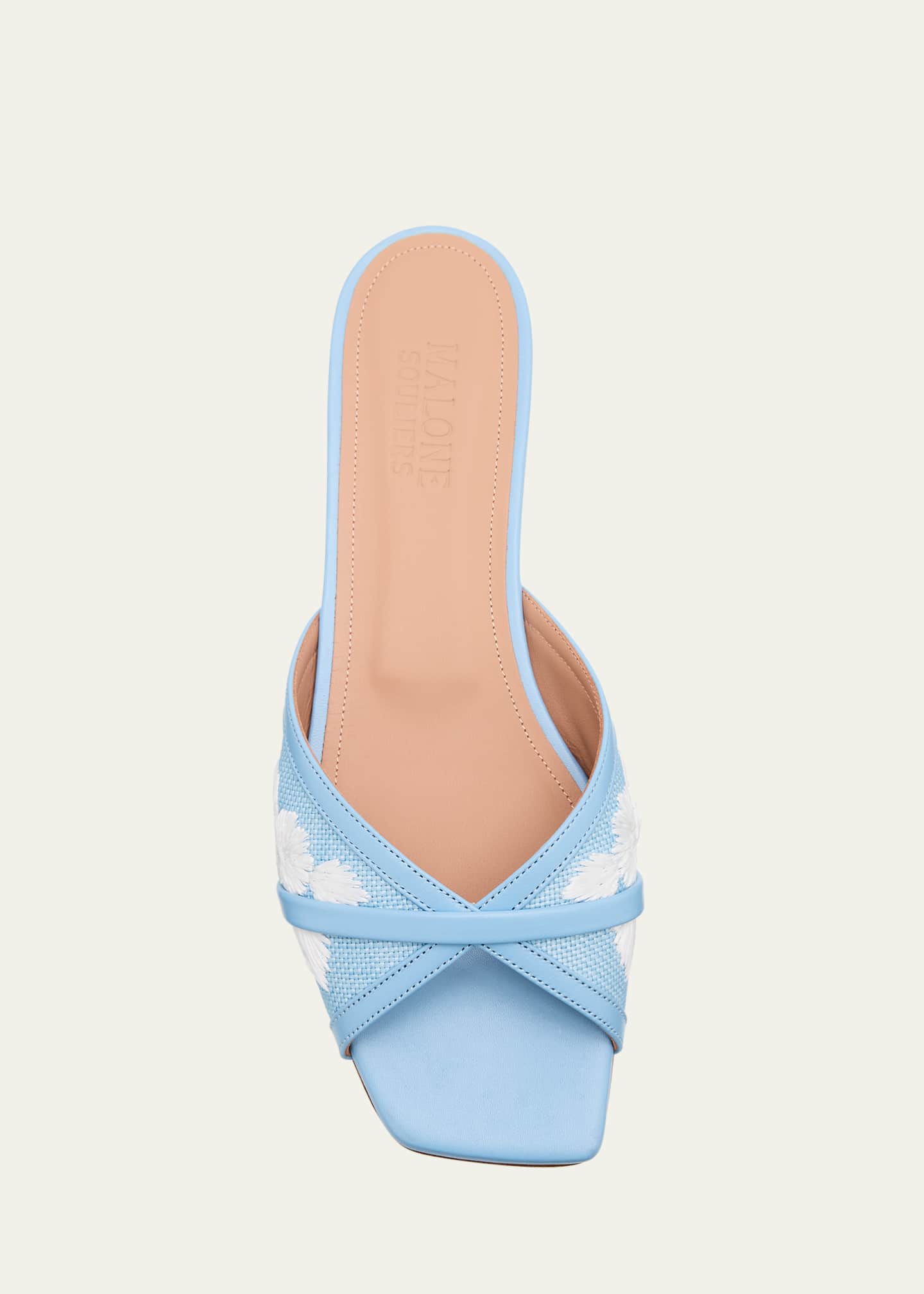 Malone Souliers Perla Raffia Leather Flat Slide Sandals Image 6 of 6