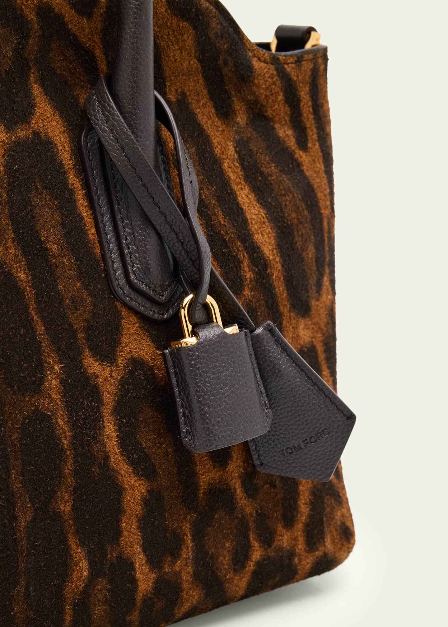 TOM FORD Alexander Medium Top-Handle Bag in Ocelot Suede Image 6 of 6