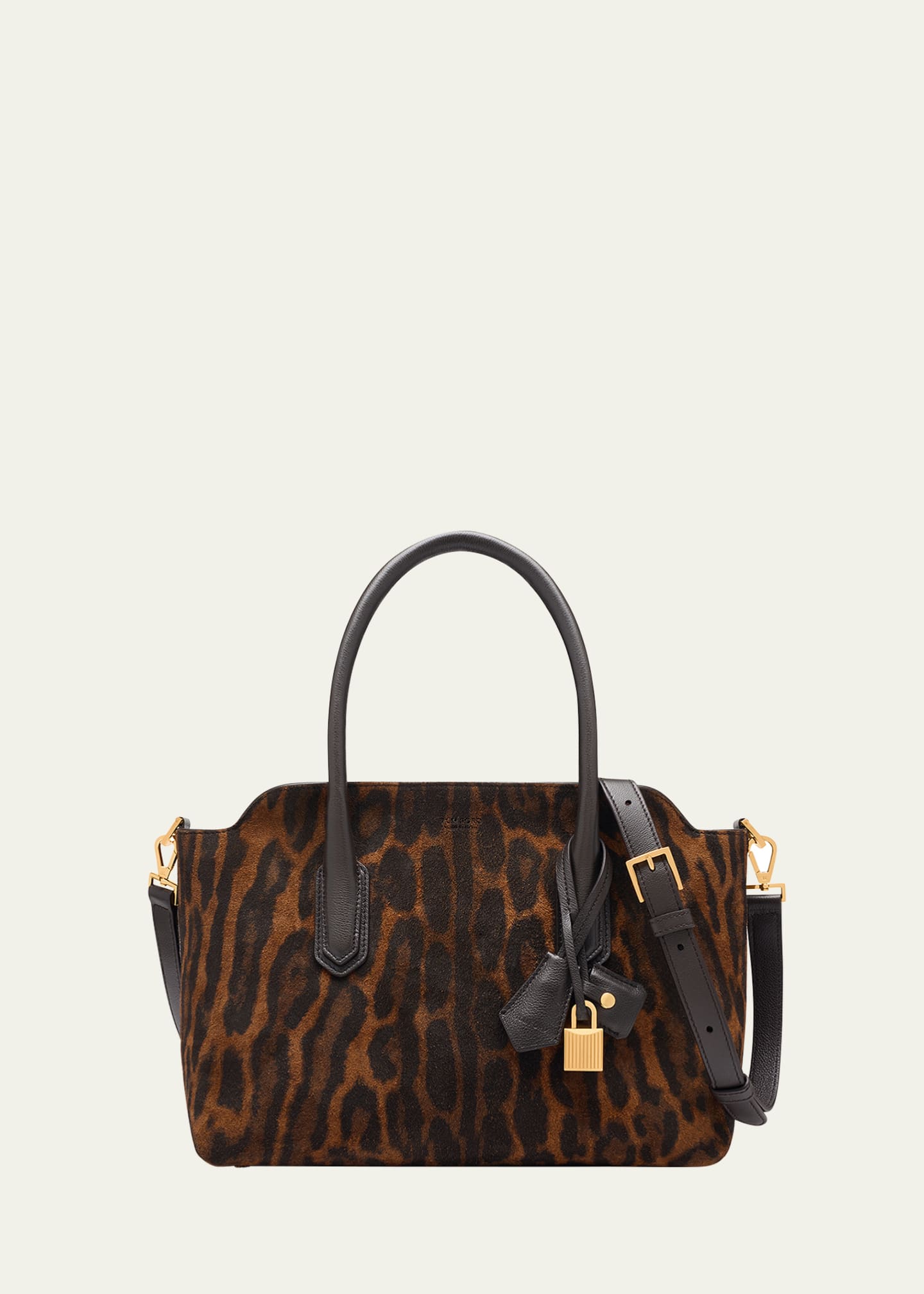TOM FORD Alexander Medium Top-Handle Bag in Ocelot Suede Image 1 of 6
