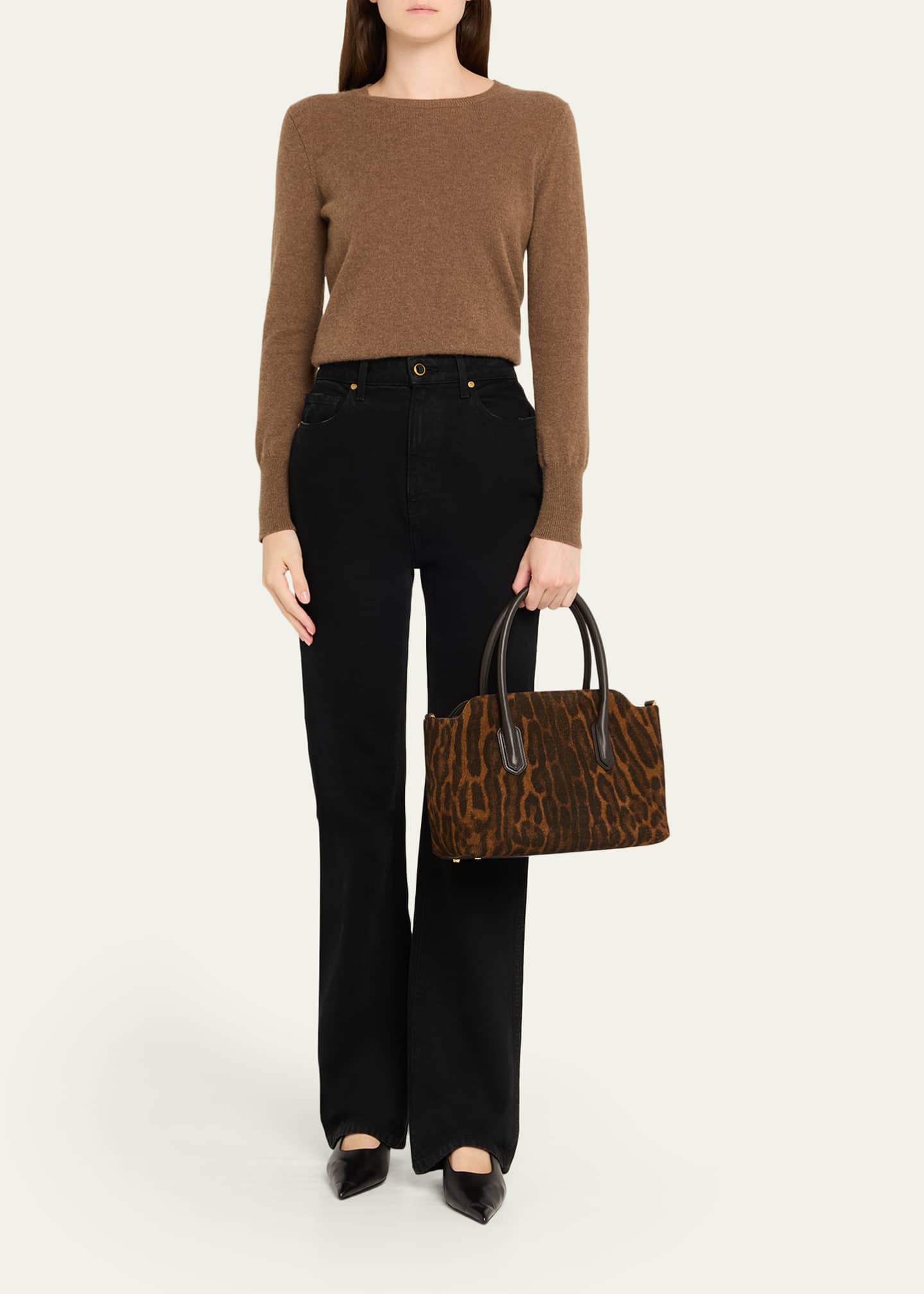 TOM FORD Alexander Medium Top-Handle Bag in Ocelot Suede Image 5 of 6