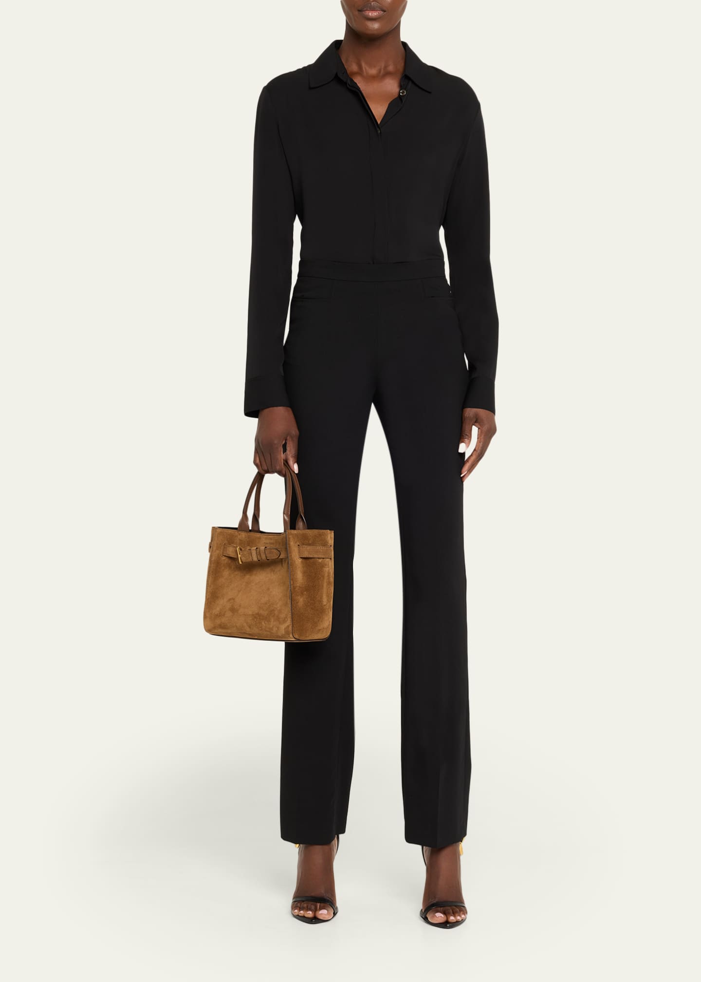 TOM FORD Audrey Small Belted Tote Bag in Suede Image 5 of 6