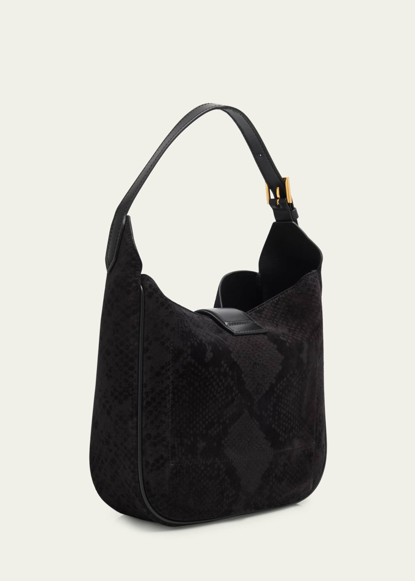 TOM FORD Monarch Small Hobo Bag in Python-Effect Suede Image 3 of 6