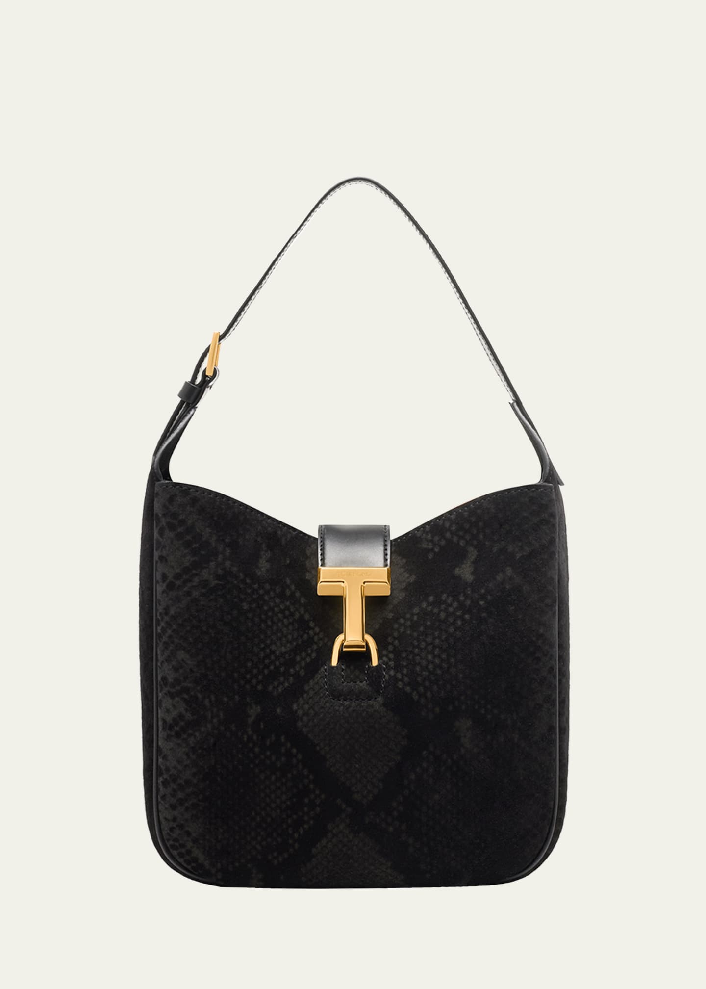 TOM FORD Monarch Small Hobo Bag in Python-Effect Suede Image 1 of 6