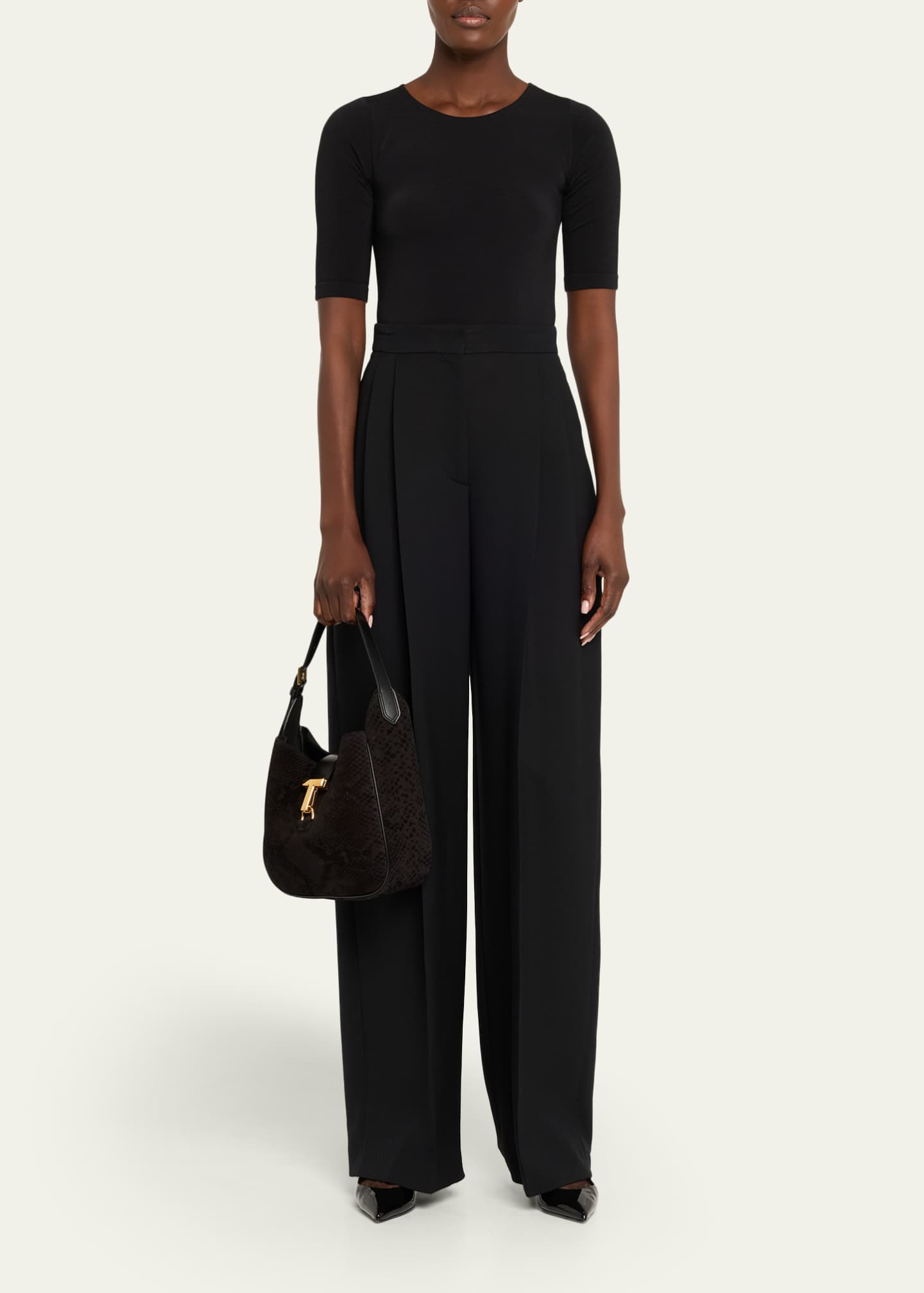 TOM FORD Monarch Small Hobo Bag in Python-Effect Suede Image 5 of 6