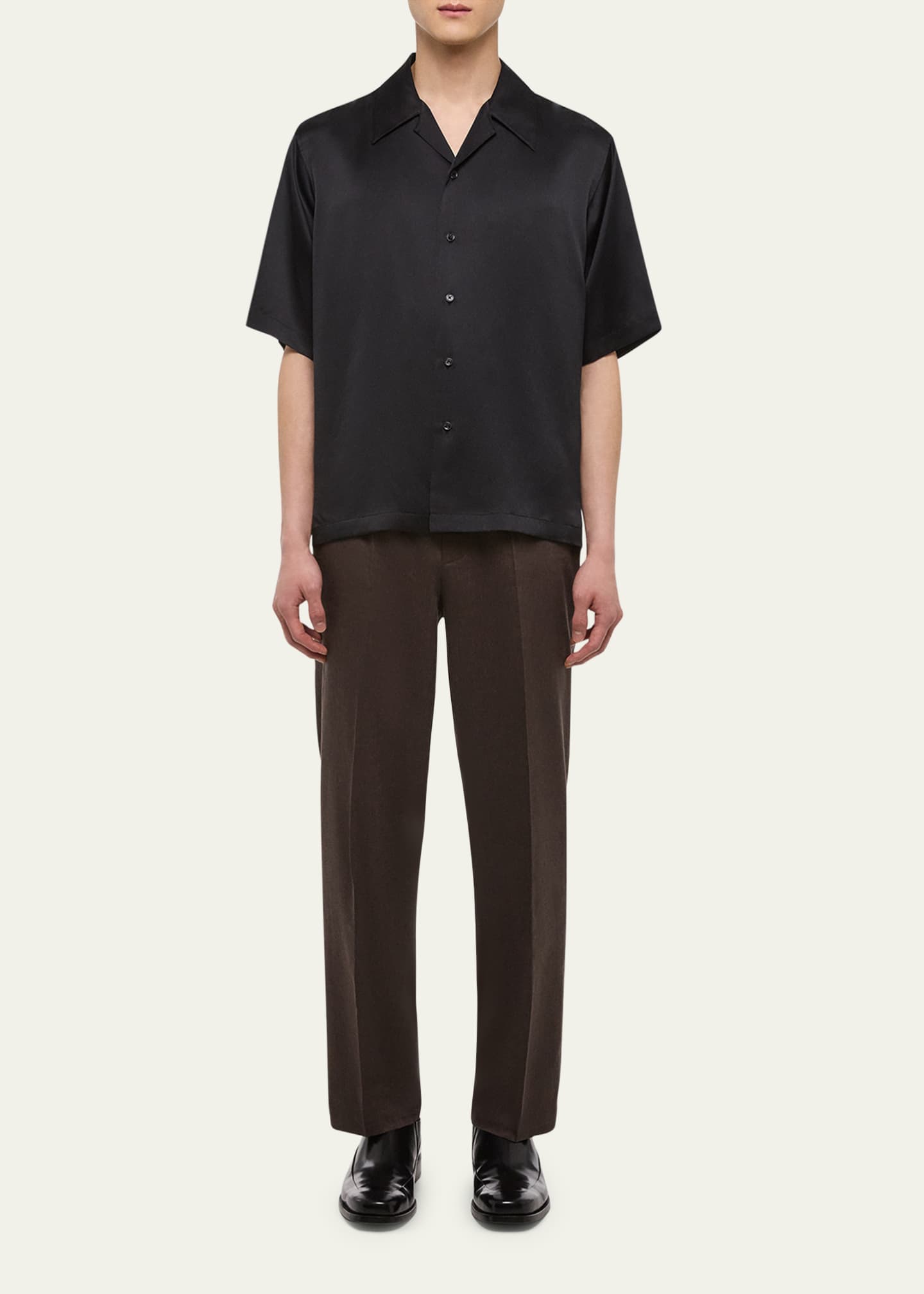 Helmut Lang Men's Boxy Silk Camp Shirt Image 2 of 5