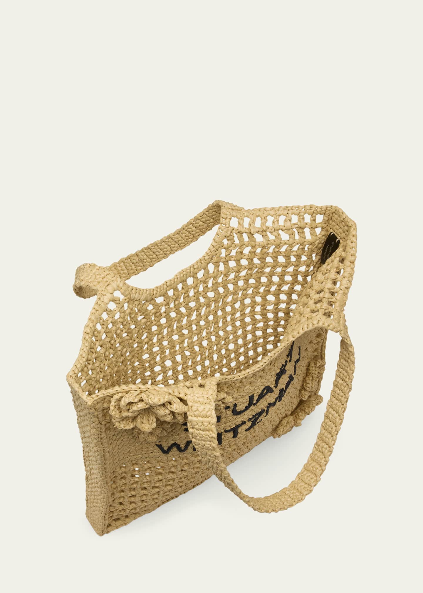 Stuart Weitzman Magnolia Flower Raffia Tote Bag Image 2 of 2