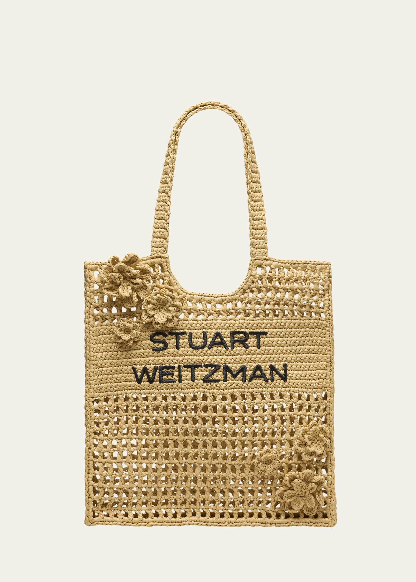 Stuart Weitzman Magnolia Flower Raffia Tote Bag Image 1 of 2