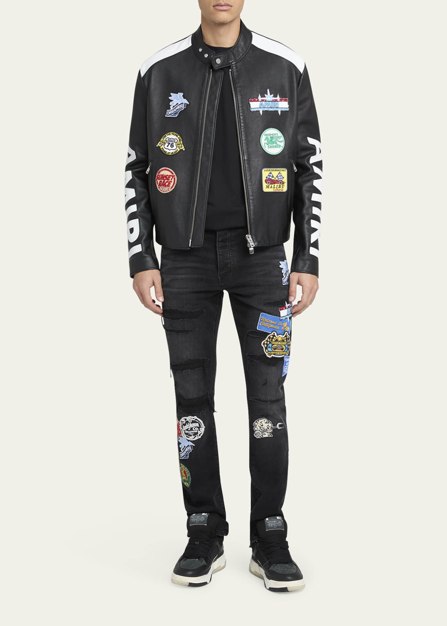 Amiri Men's Leather Patchwork Racer Jacket - Bergdorf Goodman