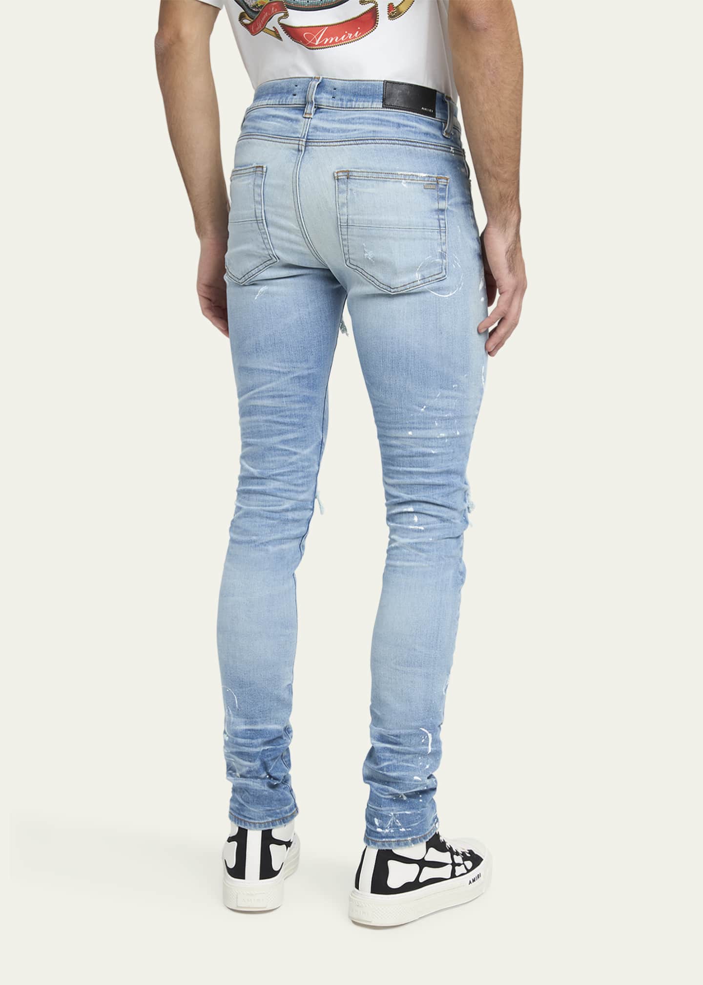 Amiri Men's MX1 Destroyed Skinny Painter Jeans Image 3 of 5