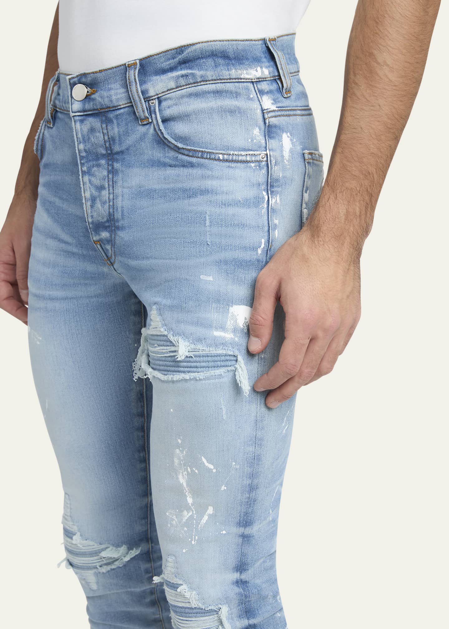 Amiri Men's MX1 Destroyed Skinny Painter Jeans Image 5 of 5