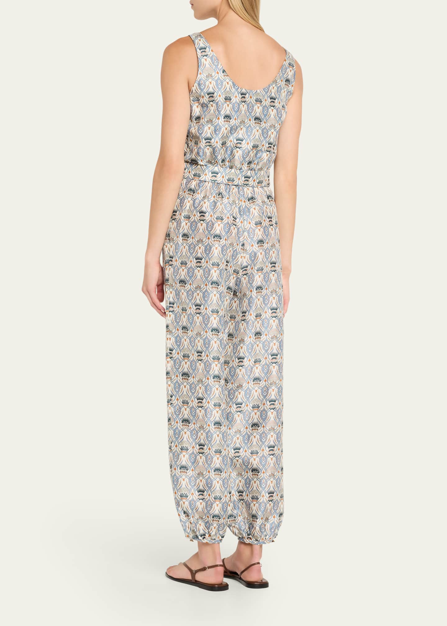 Loro Piana Nadia Belted Wide-Leg Cuffed Romper Image 3 of 5